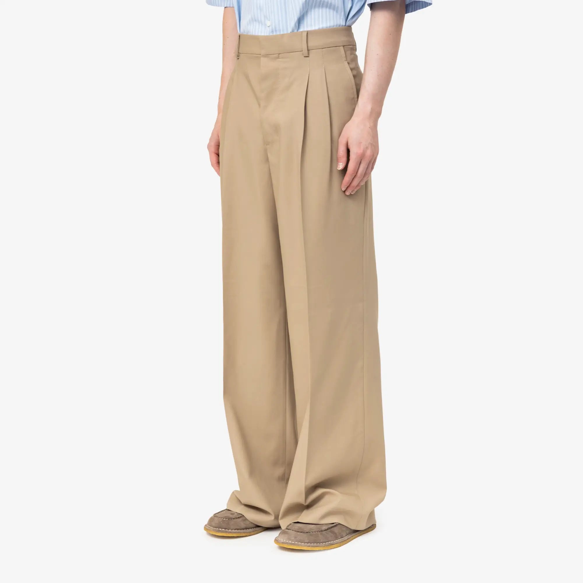 Pleated Low Waist Wide Trousers