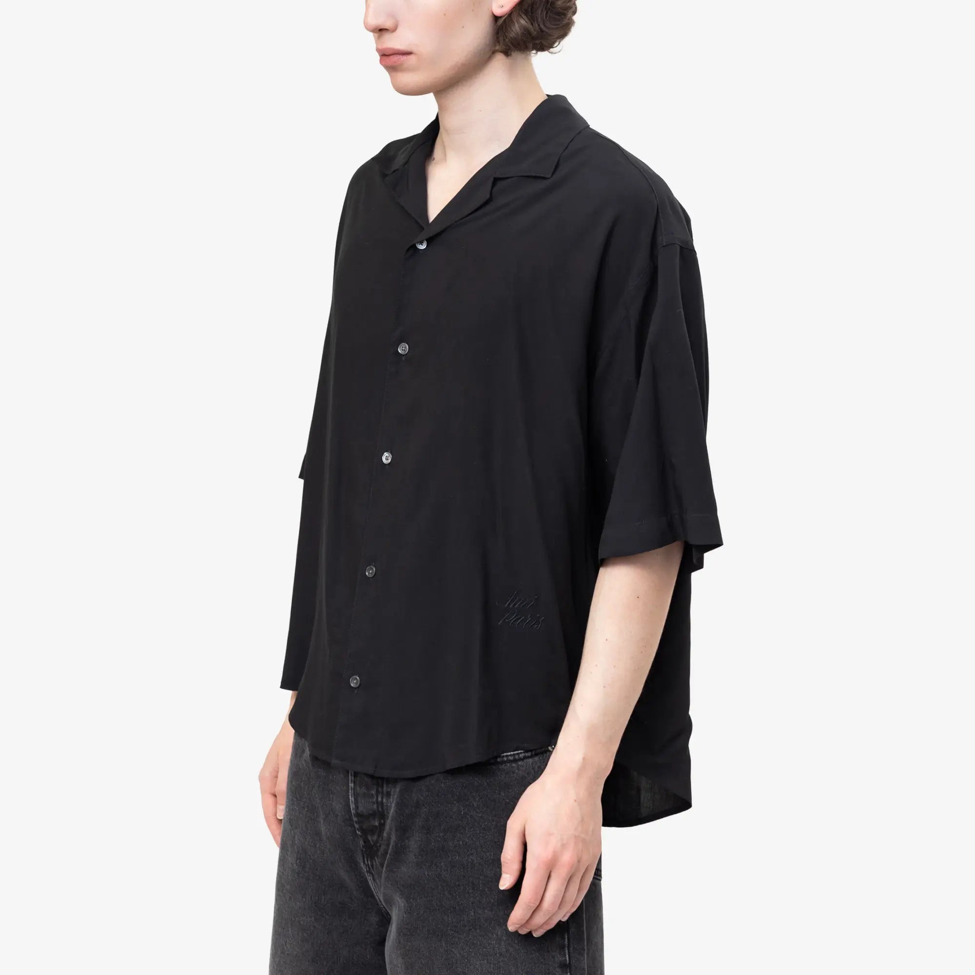 Embroidered Ami Paris Boxy Camp Collar Shirt