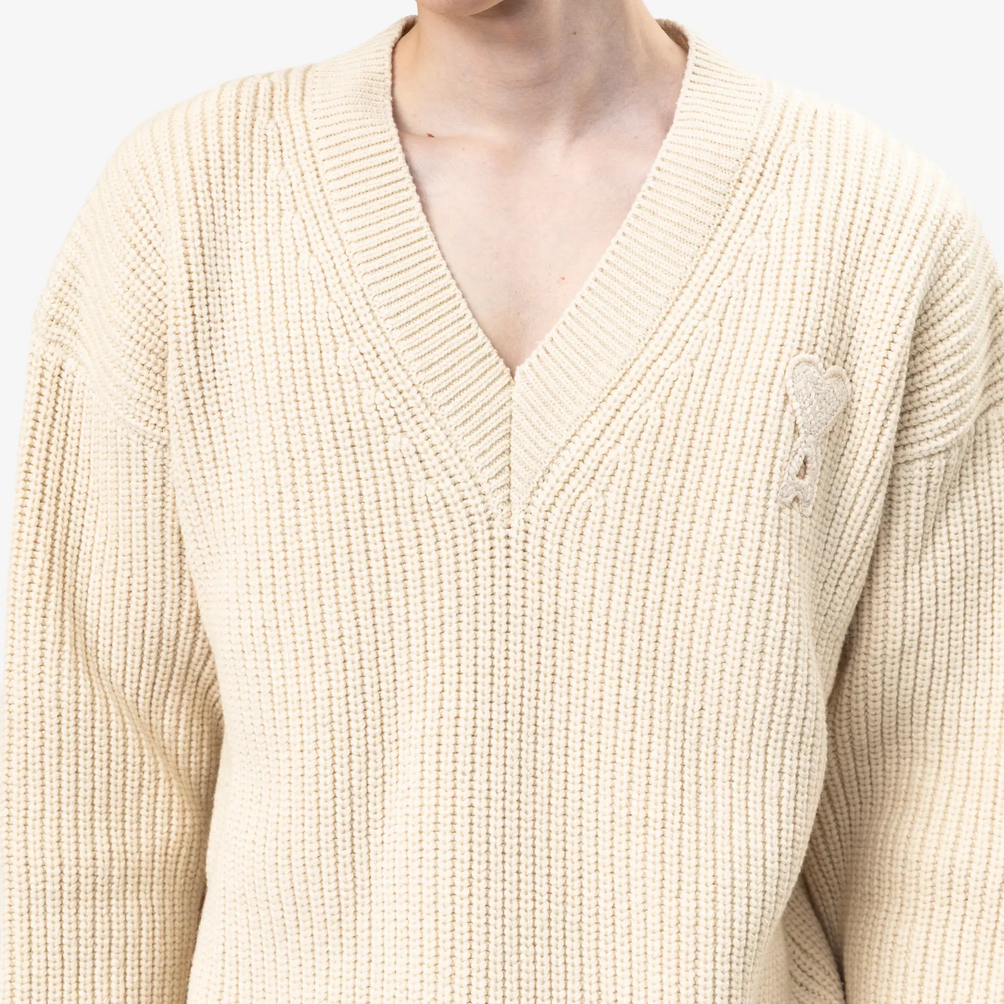 Knitted ADC Ami de Coeur Patch V-Neck Sweater