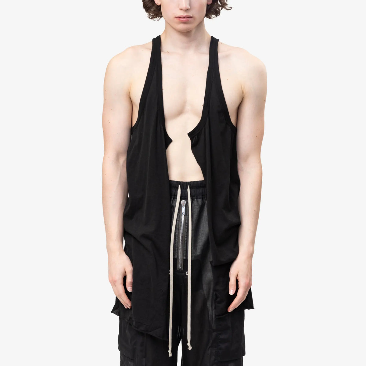 Z*d様 リックオウエンスロングタンクトップ難ありSALE Rick Owens オープン ポニー タンクトップ ブラック｜Feuille