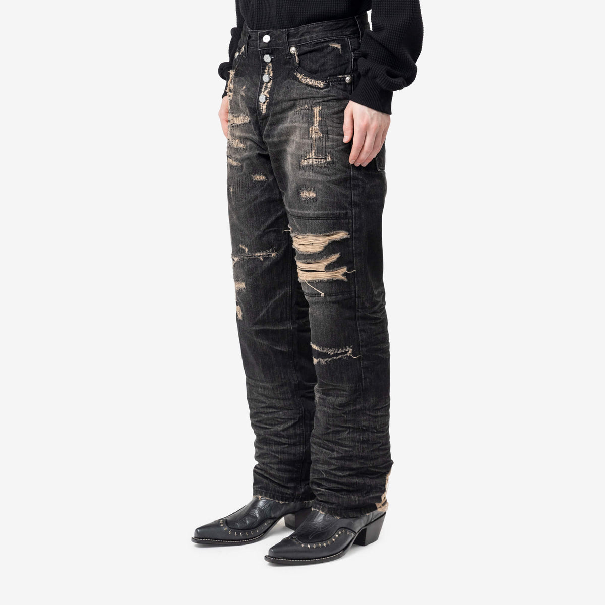 Skull Stitch Ripped Jeans