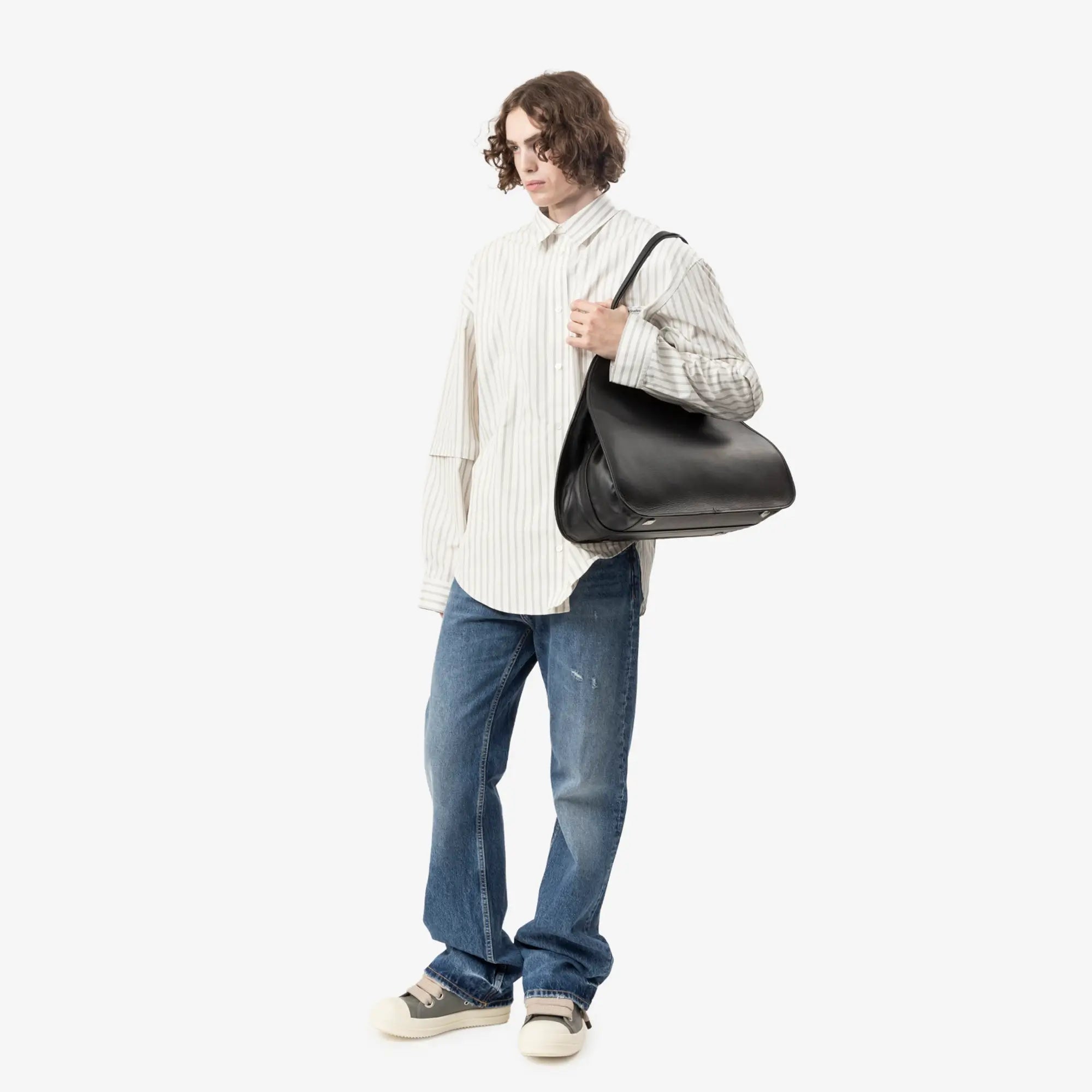 Acne Studios Double Sleeve Button Up Shirt Off White/Grey - 2