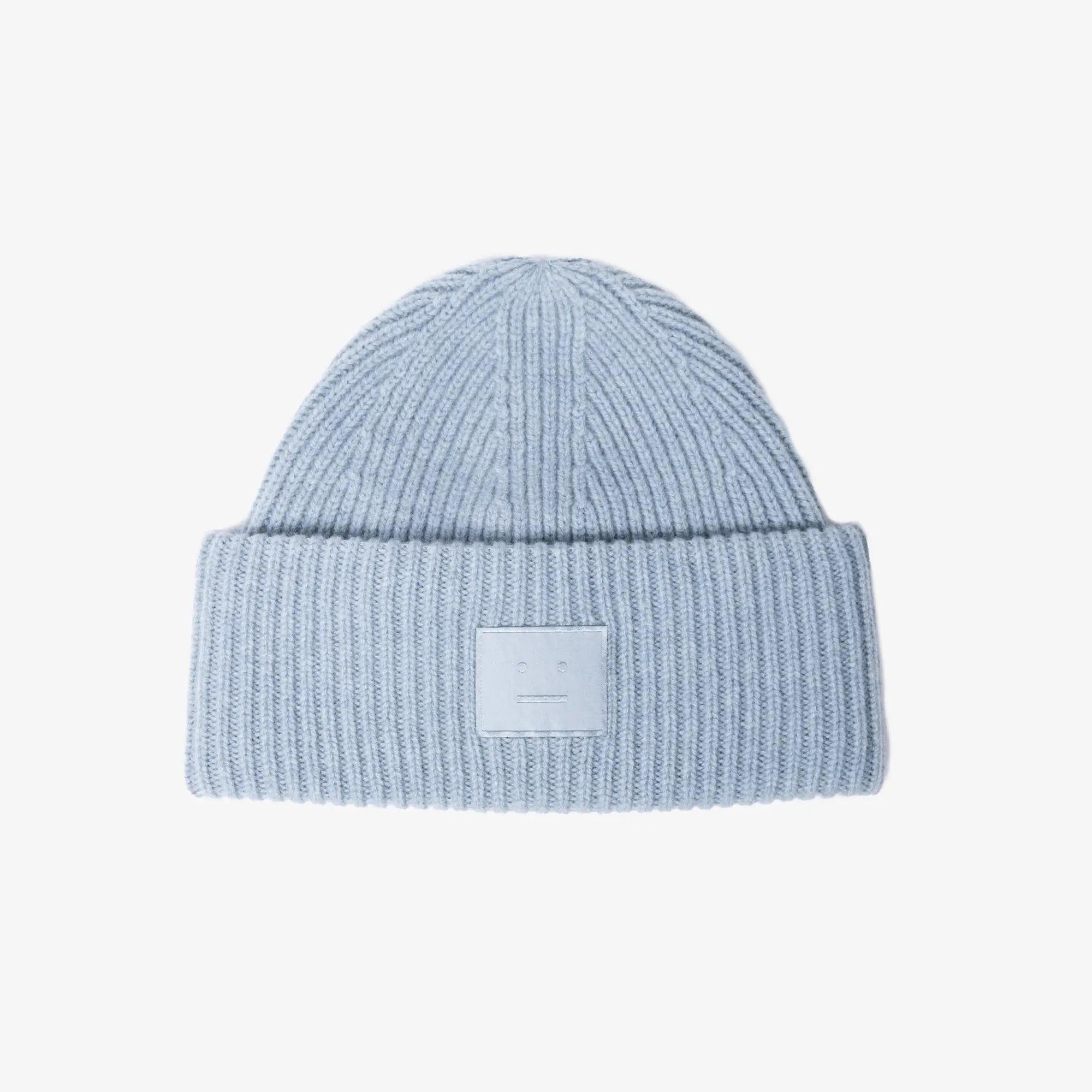 Acne Studios Large Face Logo Beanie Dusty Blue - 1