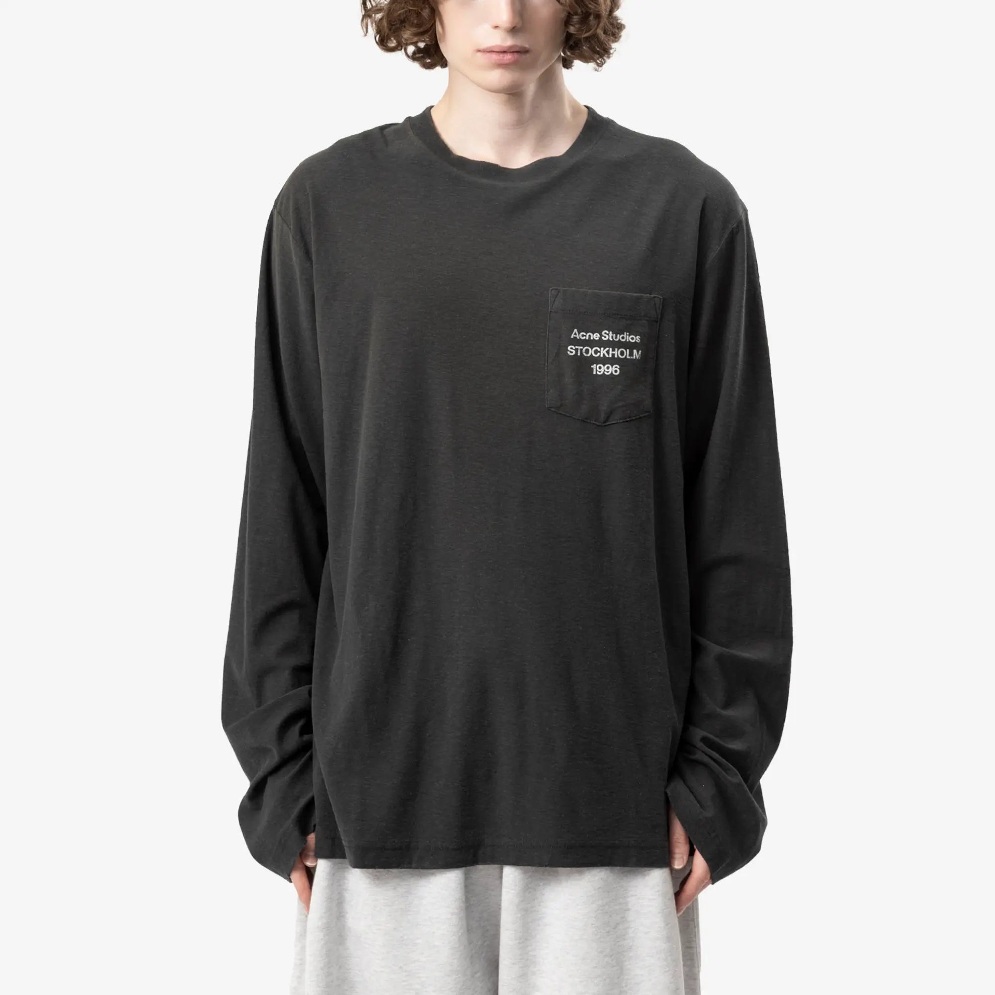 Acne Studios Logo Long Sleeve T-Shirt Faded Black - 1
