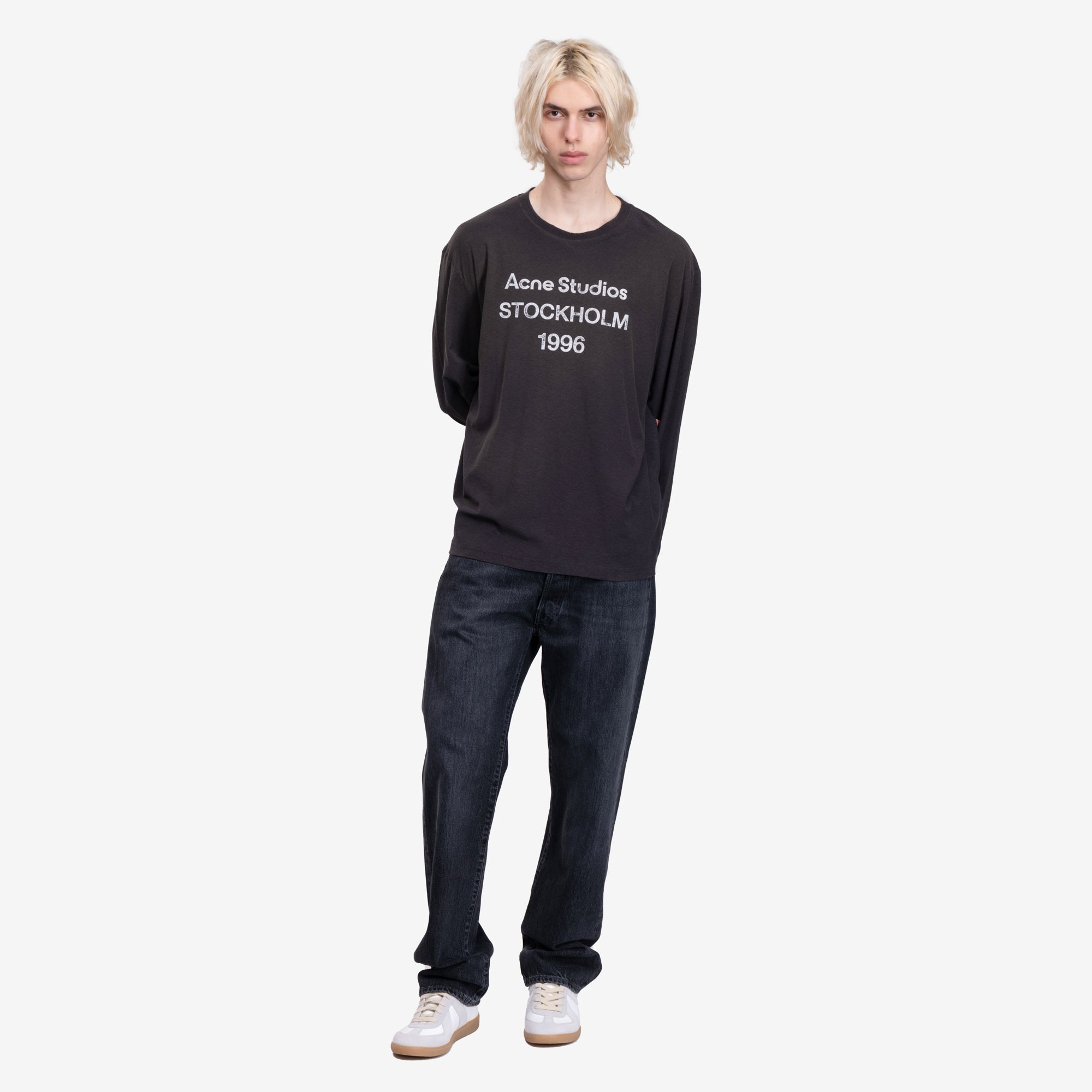 Acne Studios Logo Stamp Long Sleeve T-Shirt Faded Black-2