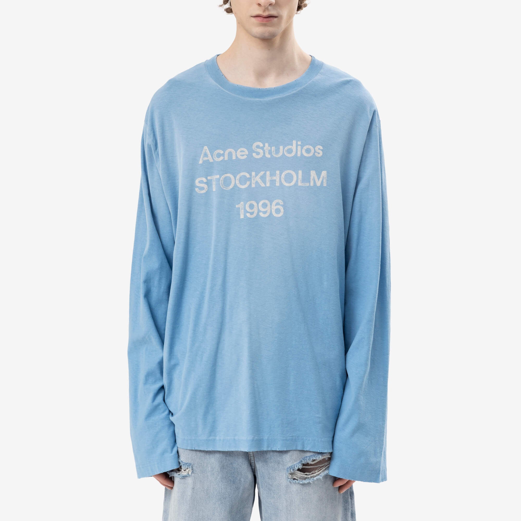 Acne Studios Logo Stamp Long Sleeve T-Shirt Cornflower Blue-1