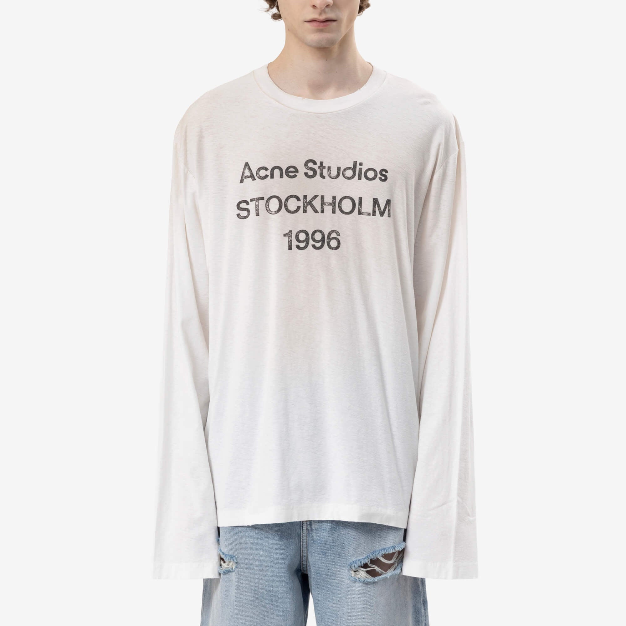 Acne Studios Logo Stamp Long Sleeve T-Shirt Dusty White-1