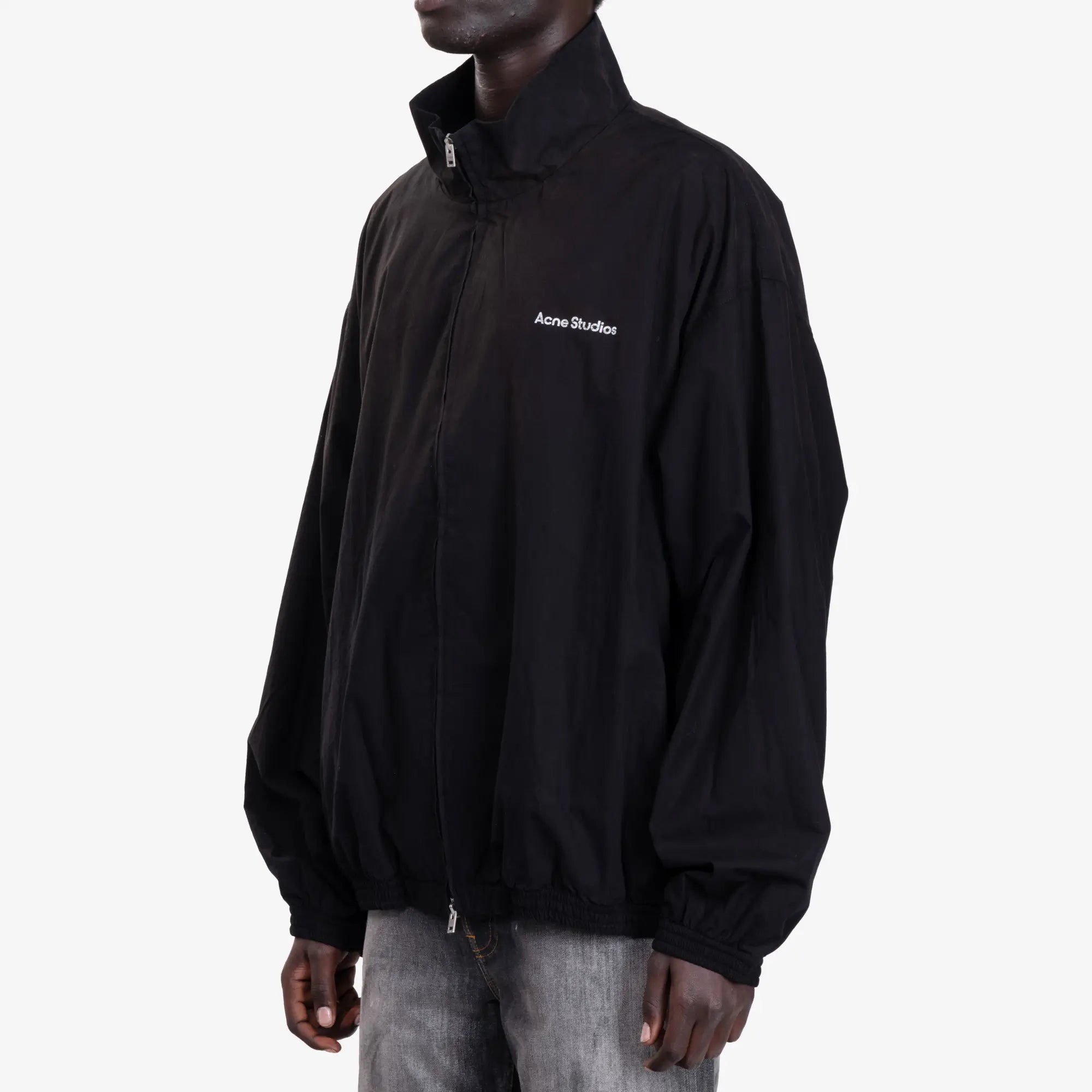 Acne Studios ウールジッパージャケット 44 アクネ ストゥディオズのロゴ ジッパー ジャケット（ブラック）