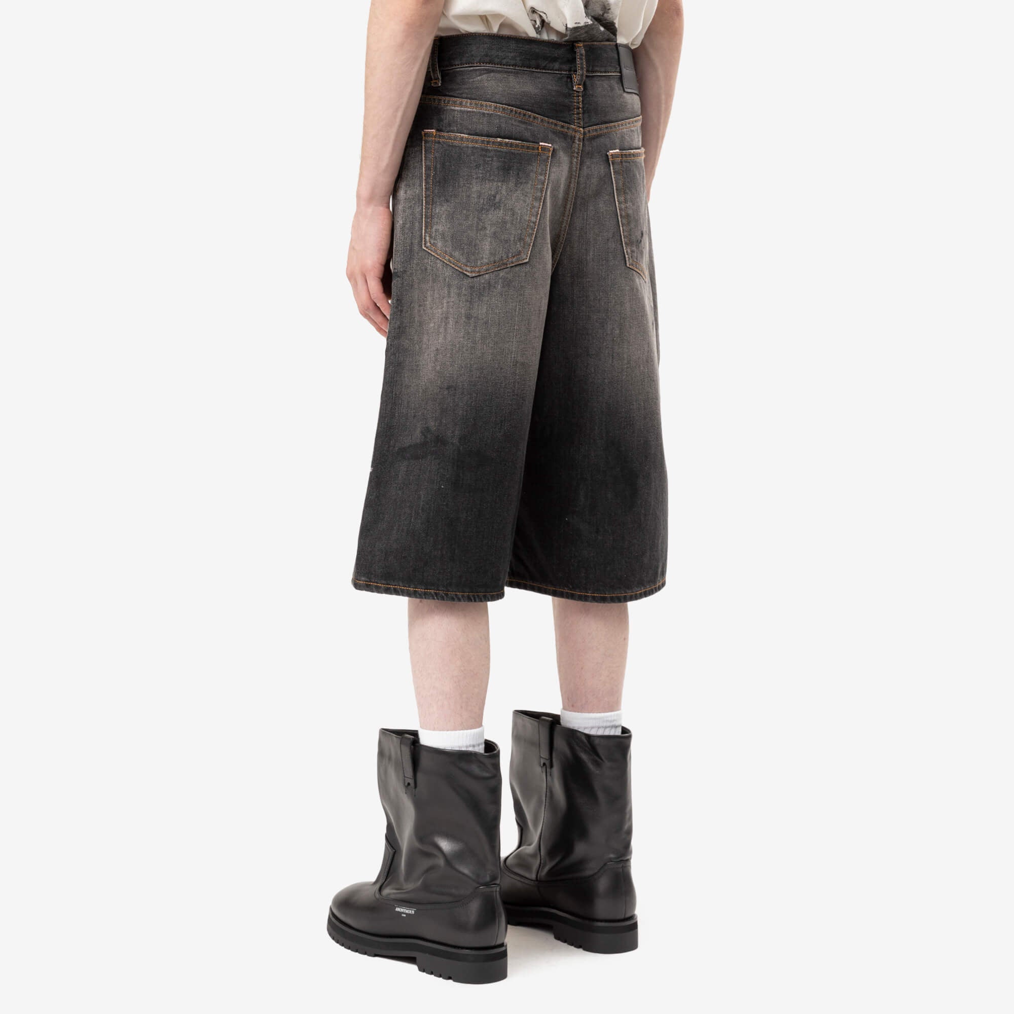 Acne Studios Loose Fit Denim Shorts Black-4