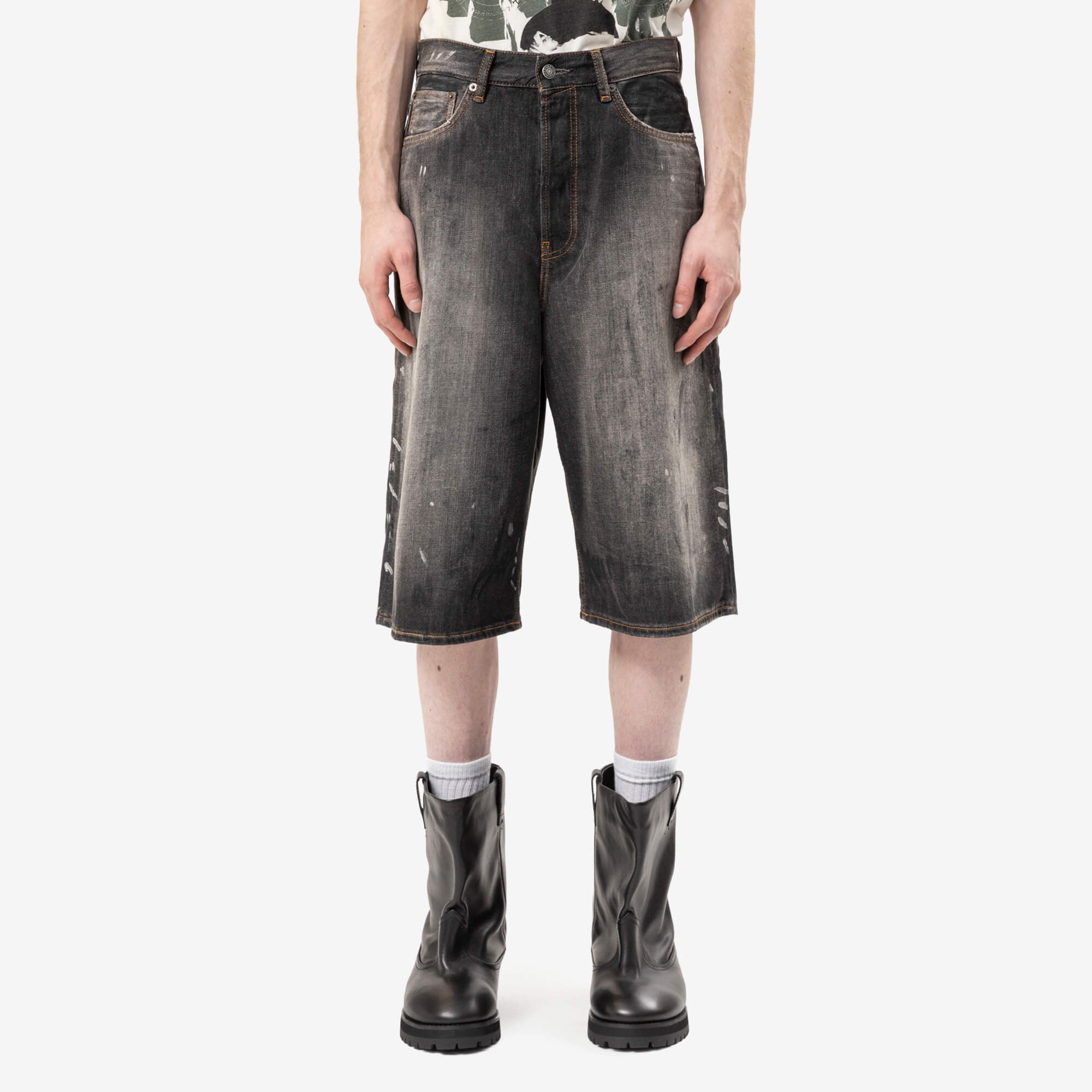 Acne Studios Loose Fit Denim Shorts Faded Black | Feuille