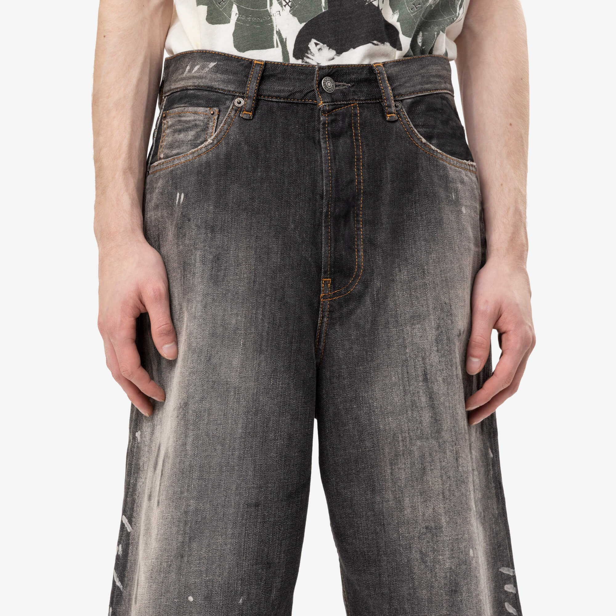 Acne Studios Loose Fit Denim Shorts Black-5