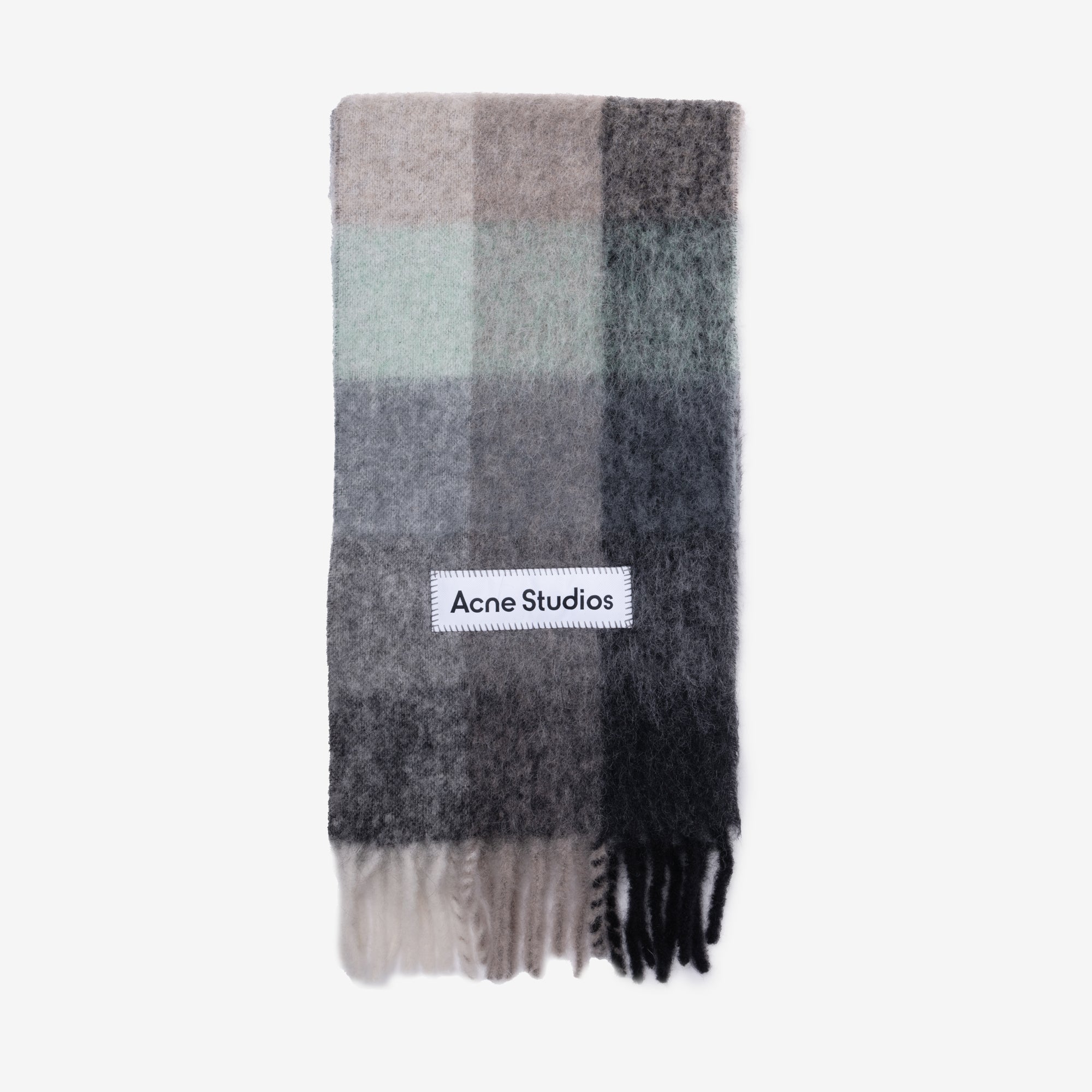 Acne Studios Mohair Checked Scarf Green/Grey/Black - 1
