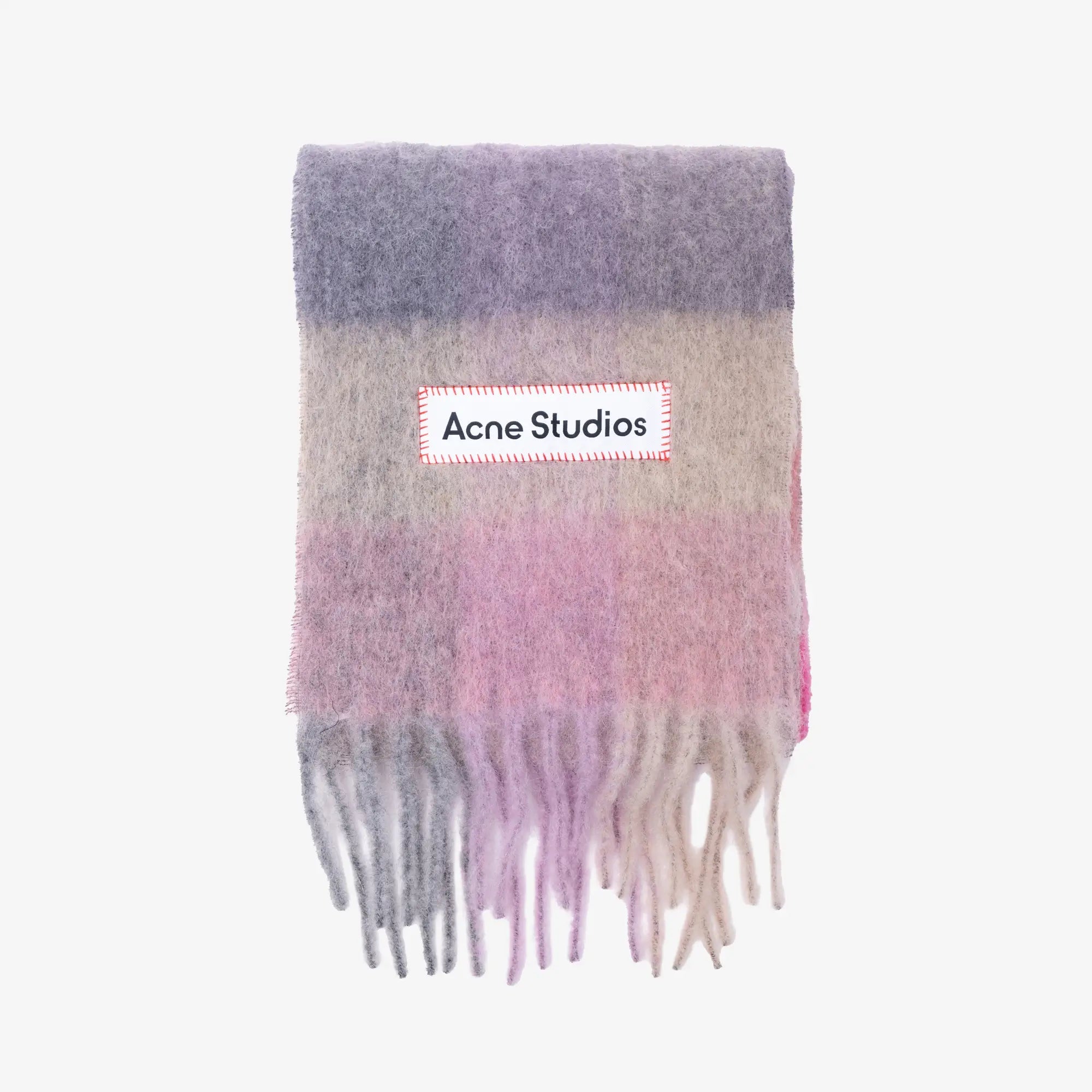 Acne Studios Mohair Checked Scarf Fuchsia/Lilac/Pink - 1