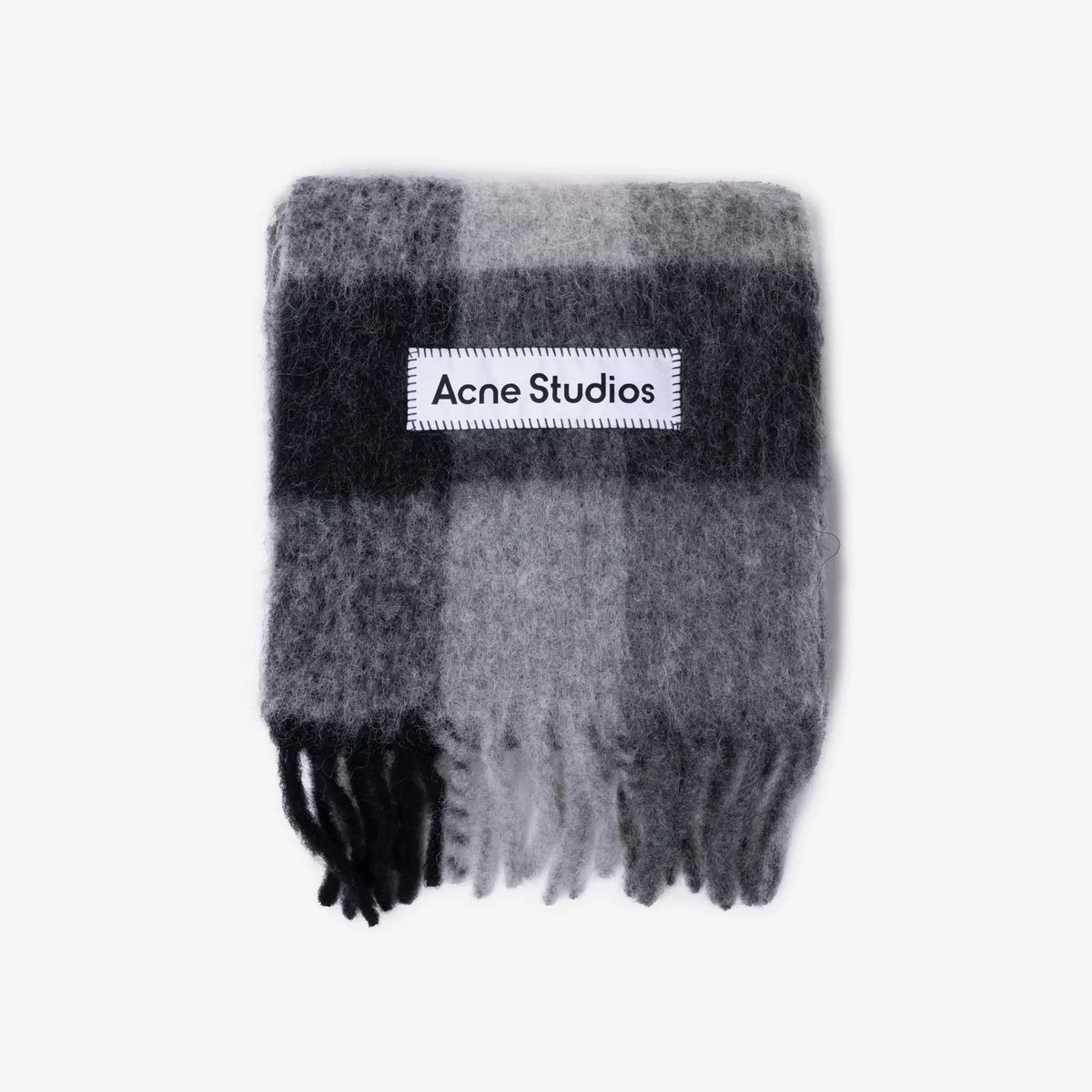 Acne Studios モヘアチェック スカーフ ダークブラック／グレー