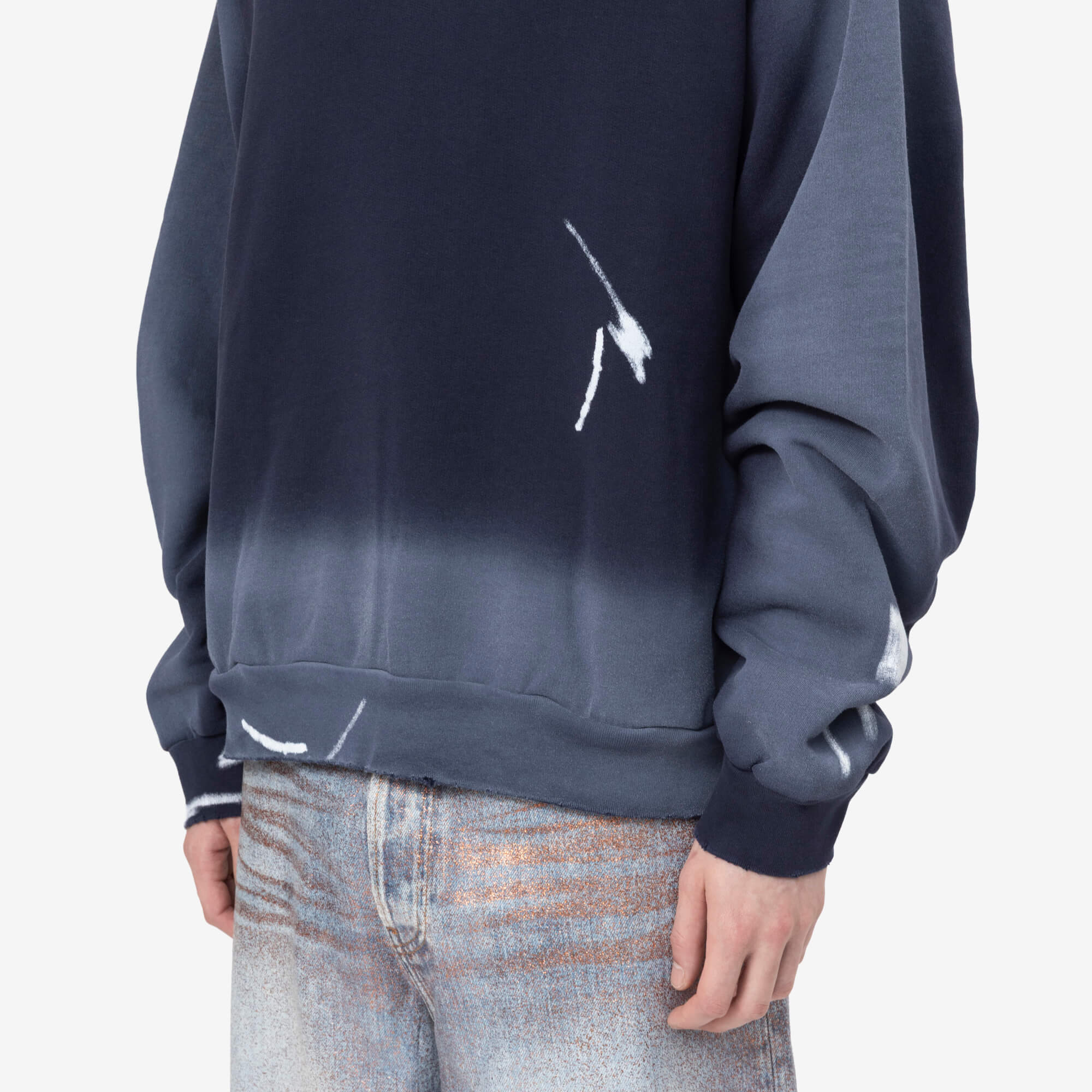 Acne Studios Sprayed Logo Ribbon Hoody Navy Blue - 5