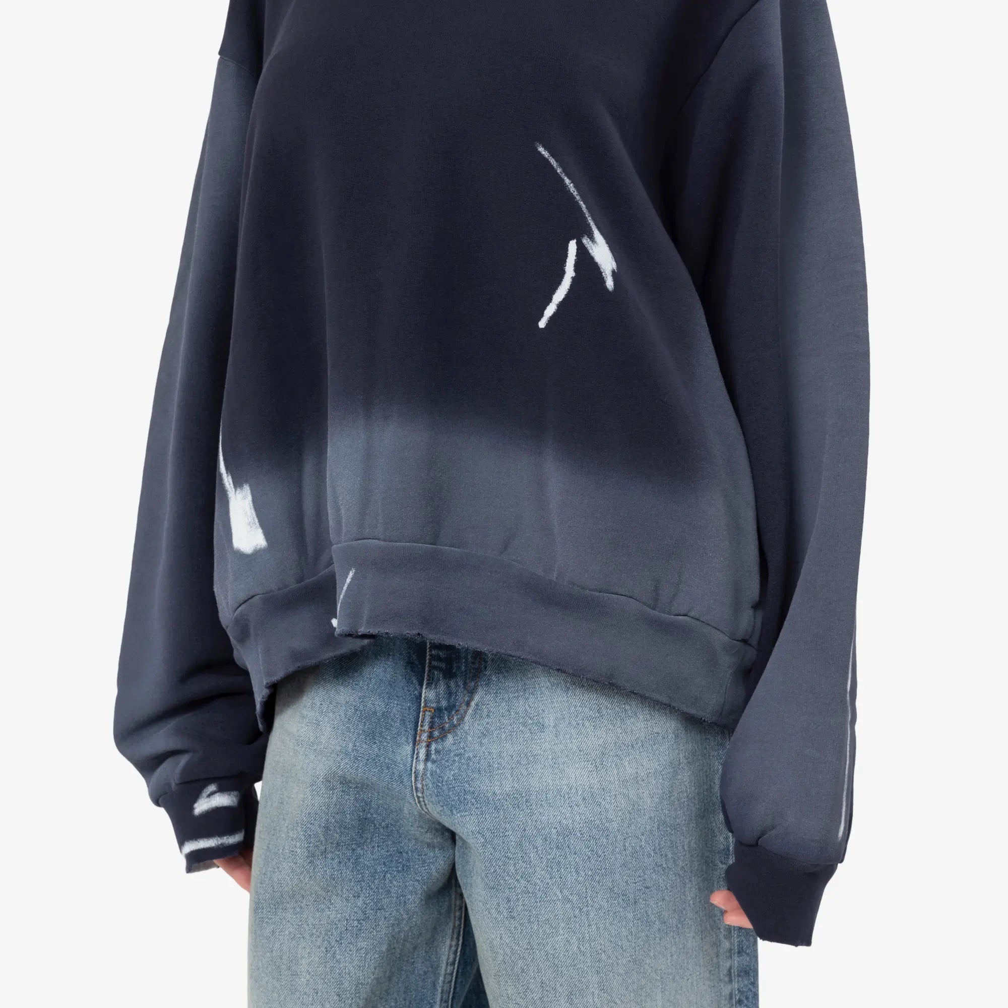 Acne Studios Sprayed Logo Ribbon Hoody Navy Blue - 5