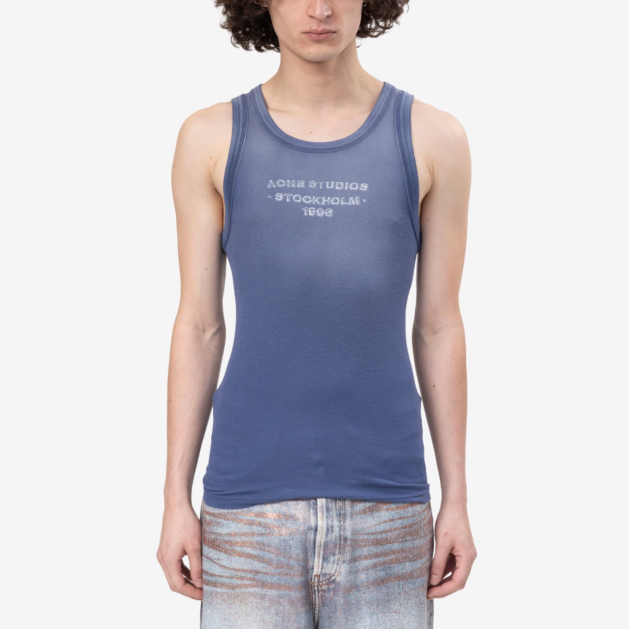 Acne Studios Sprayed Logo Tank Top Navy - 1