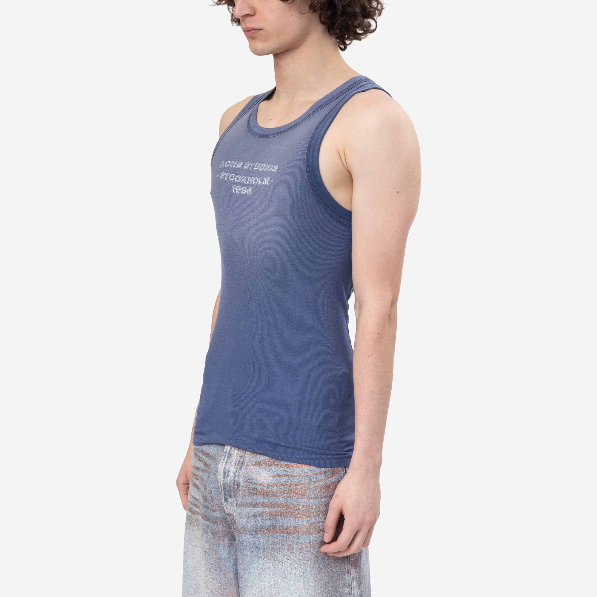 Acne Studios Sprayed Logo Tank Top Navy - 3