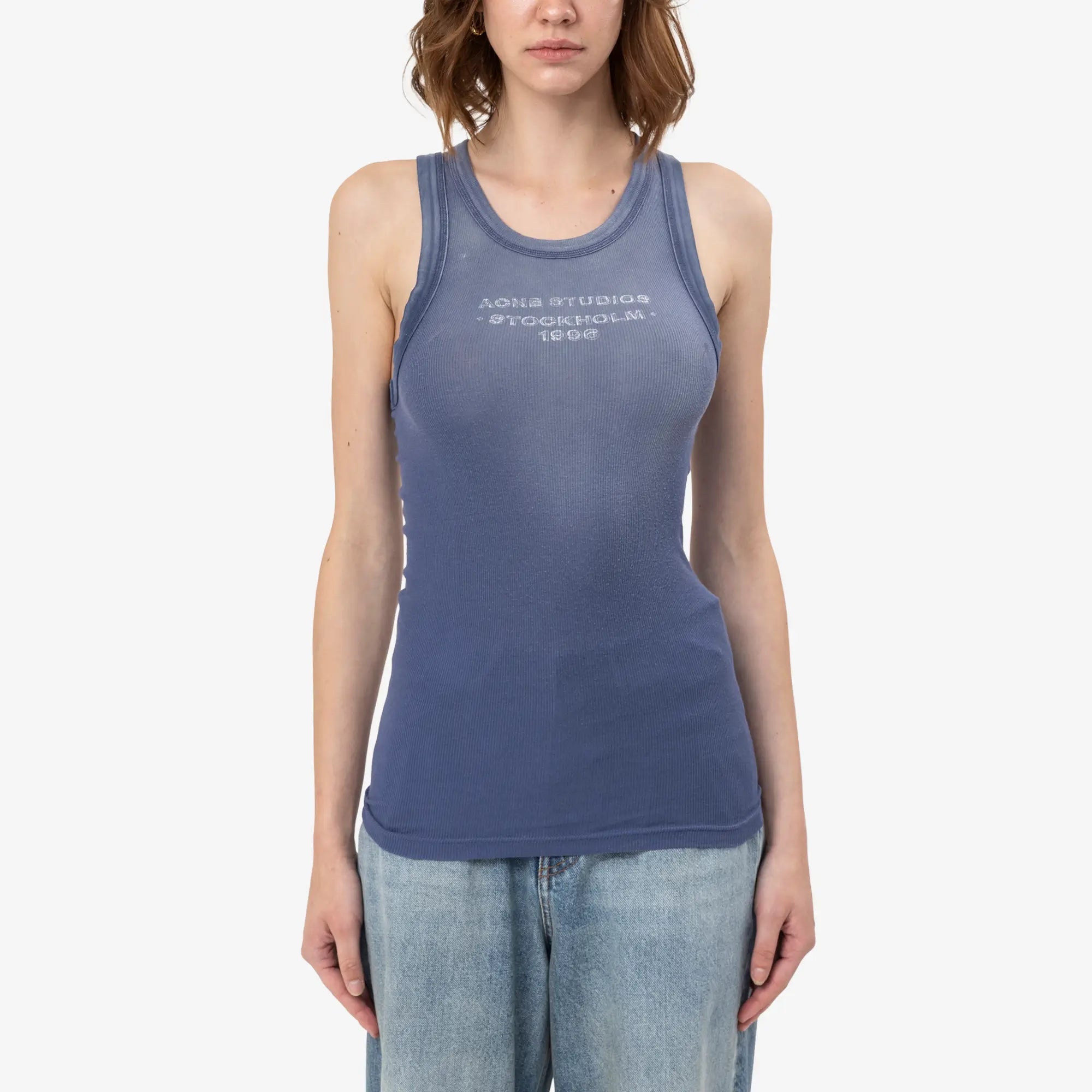 Acne Studios Sprayed Logo Tank Top Navy - 1