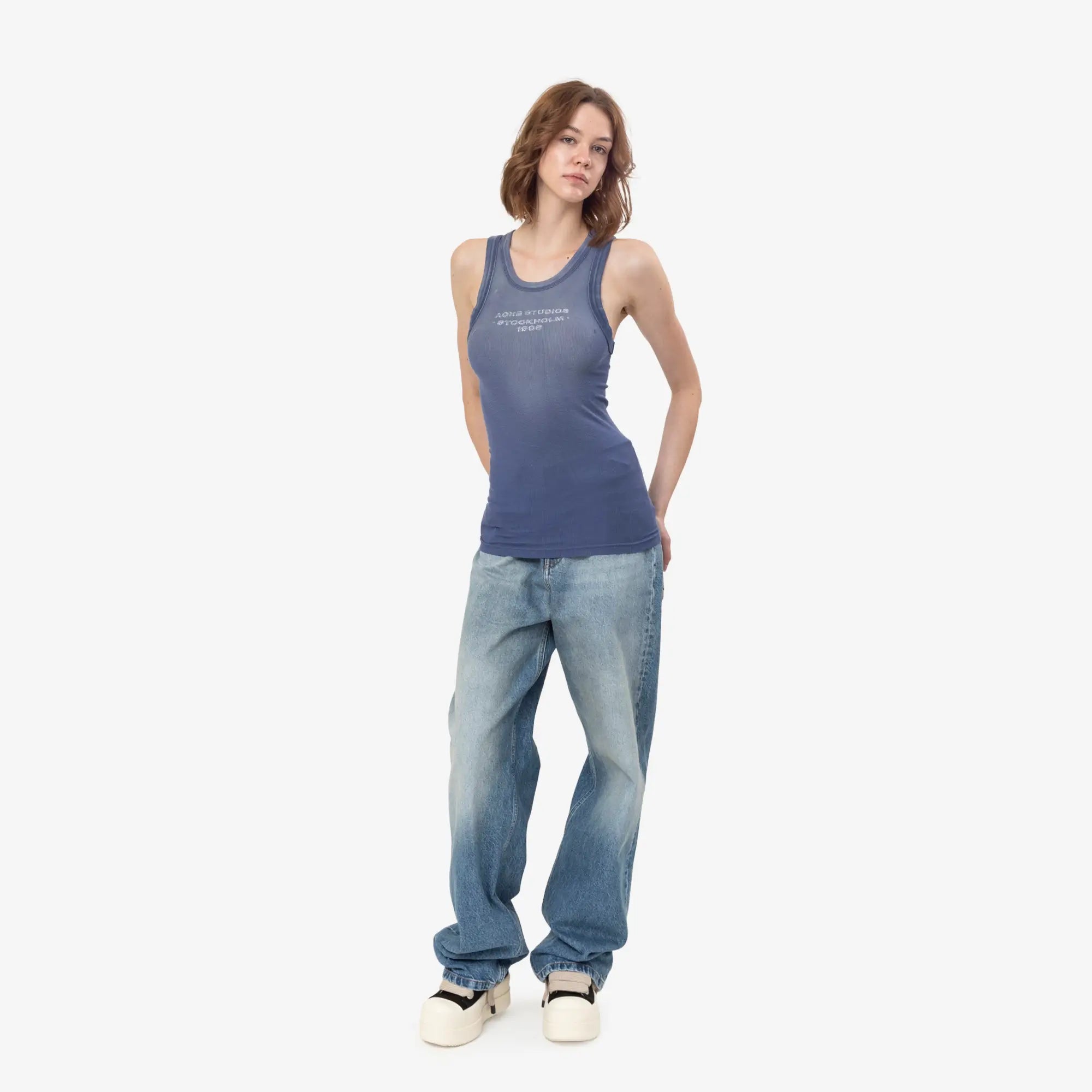 Acne Studios Sprayed Logo Tank Top Navy - 2
