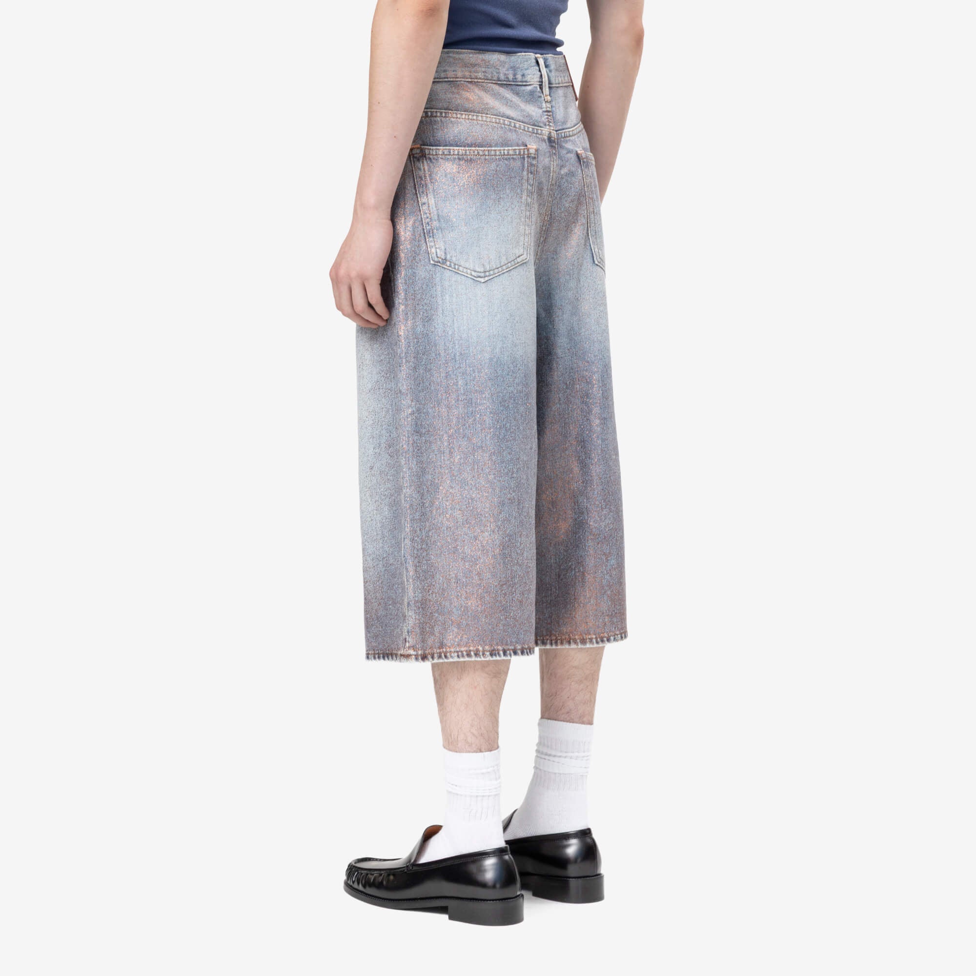 Acne Studios Unisex Loose Fit Denim Shorts Rose Copper/Light Blue - 4