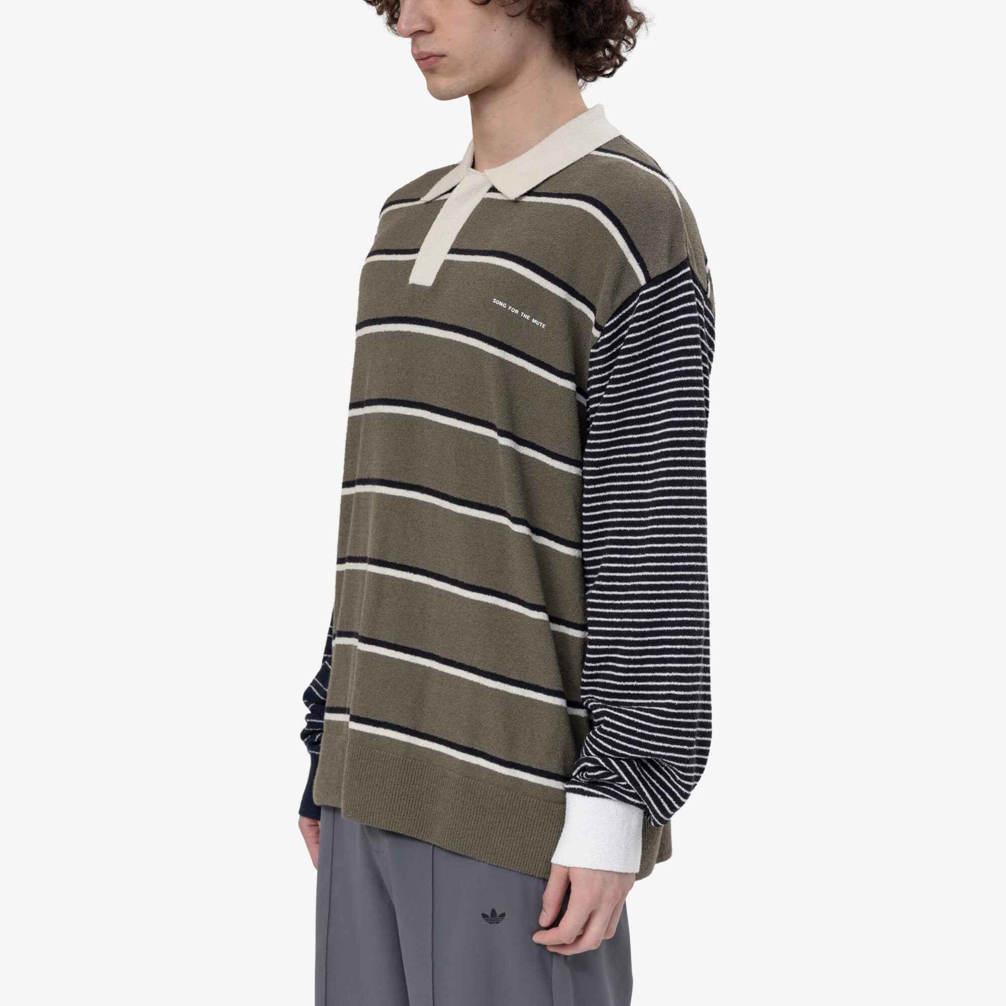 Adidas x Song for the Mute SFTM x Adidas 007 Long Sleeve Polo Olive Strata - 3
