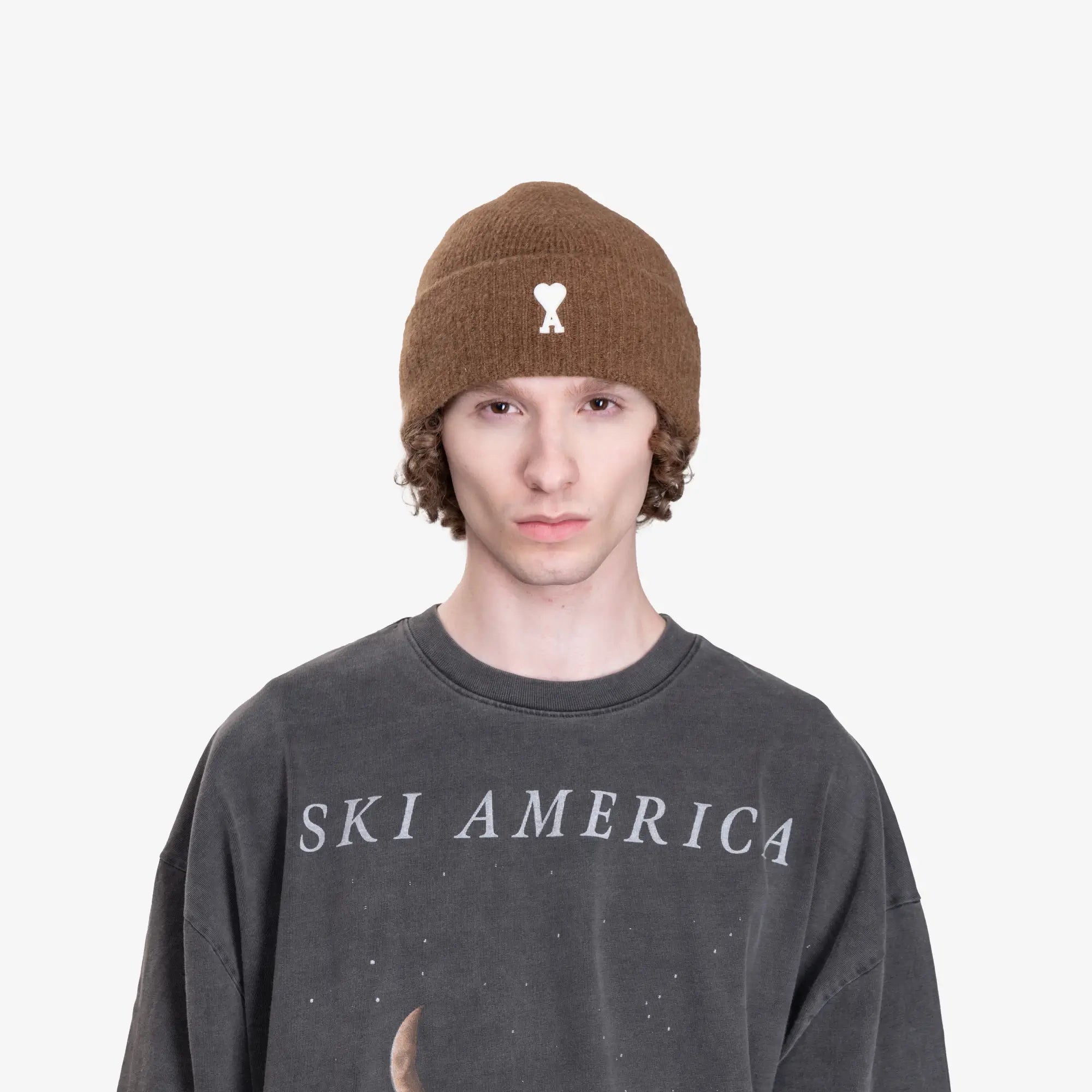 AMI ADC Alpaca Knit Beanie Hazelnut - 2