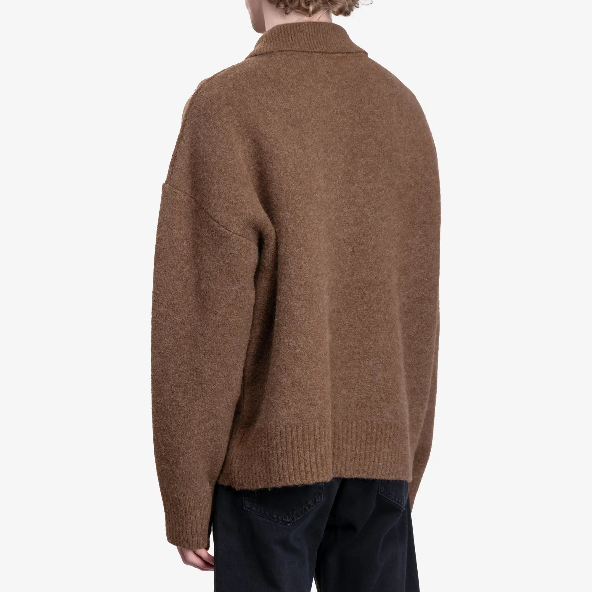 AMI ADC Alpaca Knit Polo Hazelnut - 4