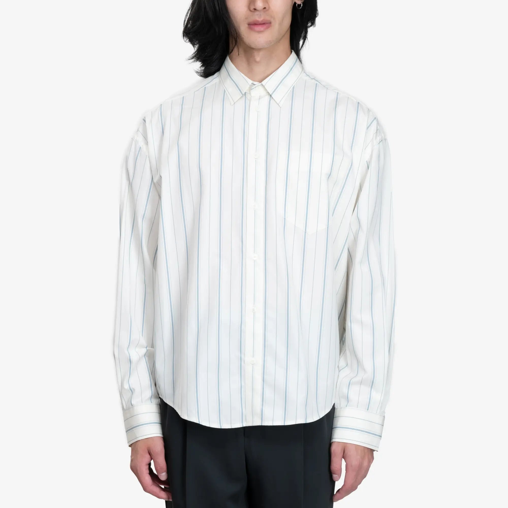 AMI ADC Boxy Stripe Shirt Ivory - 1