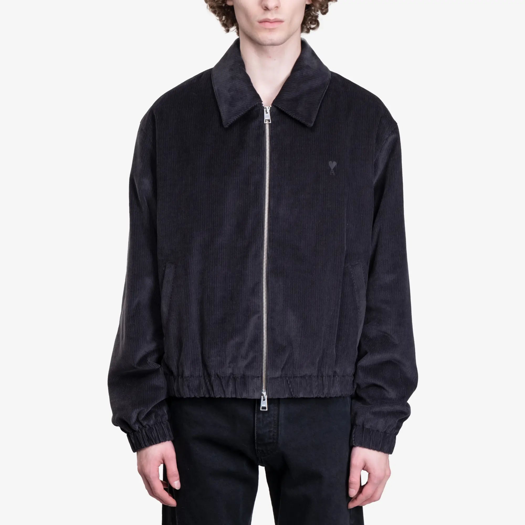 AMI ADC Corduroy Zipped Jacket Anthracite - 1