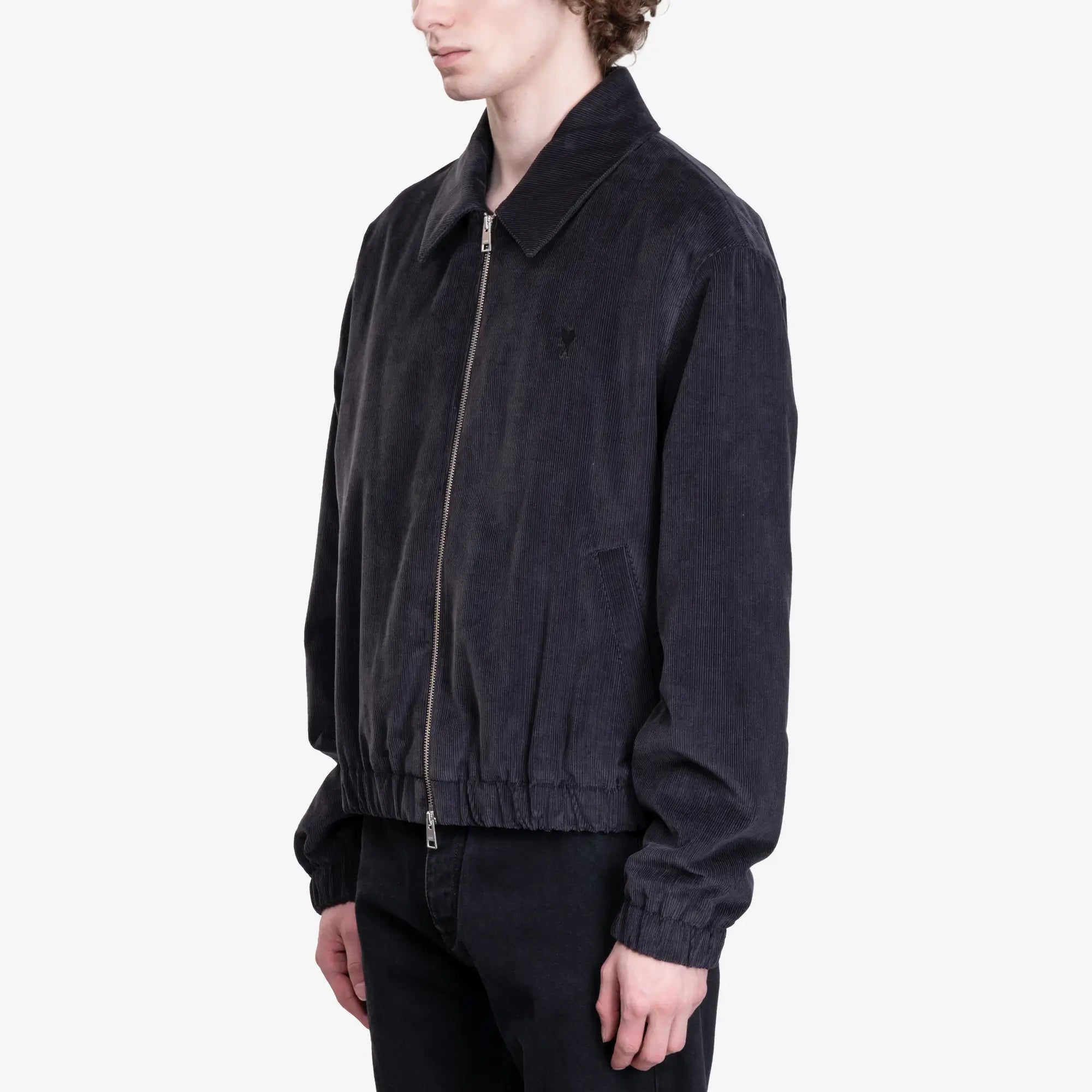 AMI ADC Corduroy Zipped Jacket Anthracite - 3