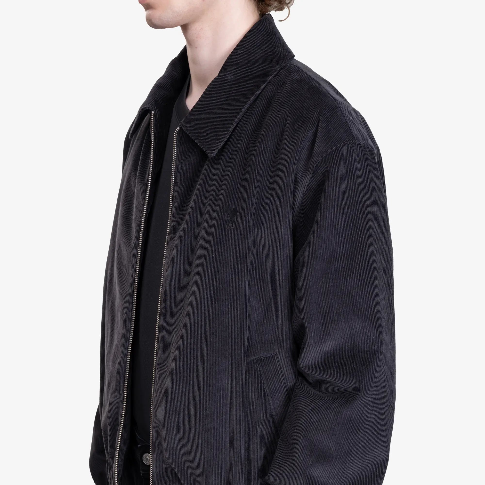AMI ADC Corduroy Zipped Jacket Anthracite - 5