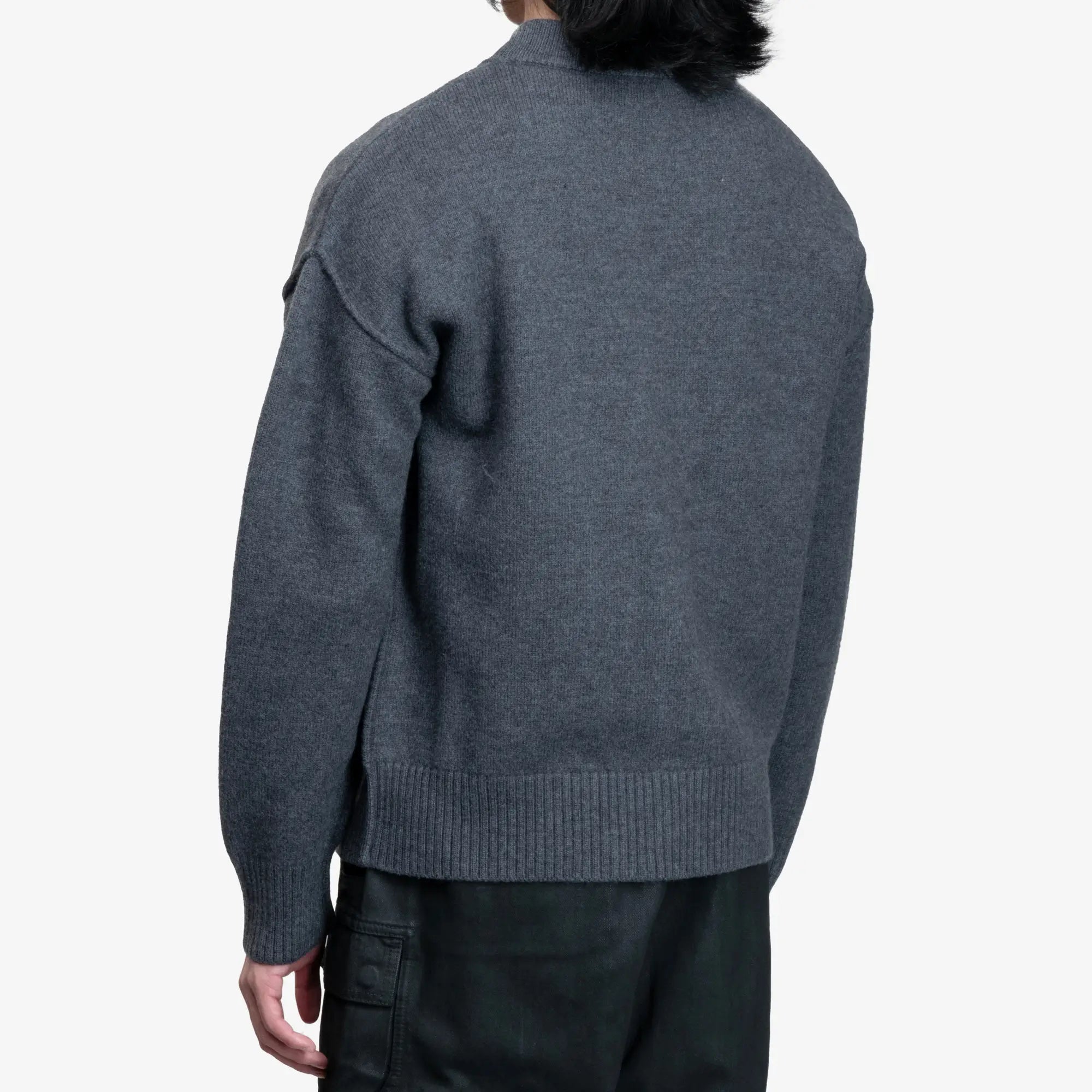 AMI ADC Felted Cardigan Heather Grey - 4