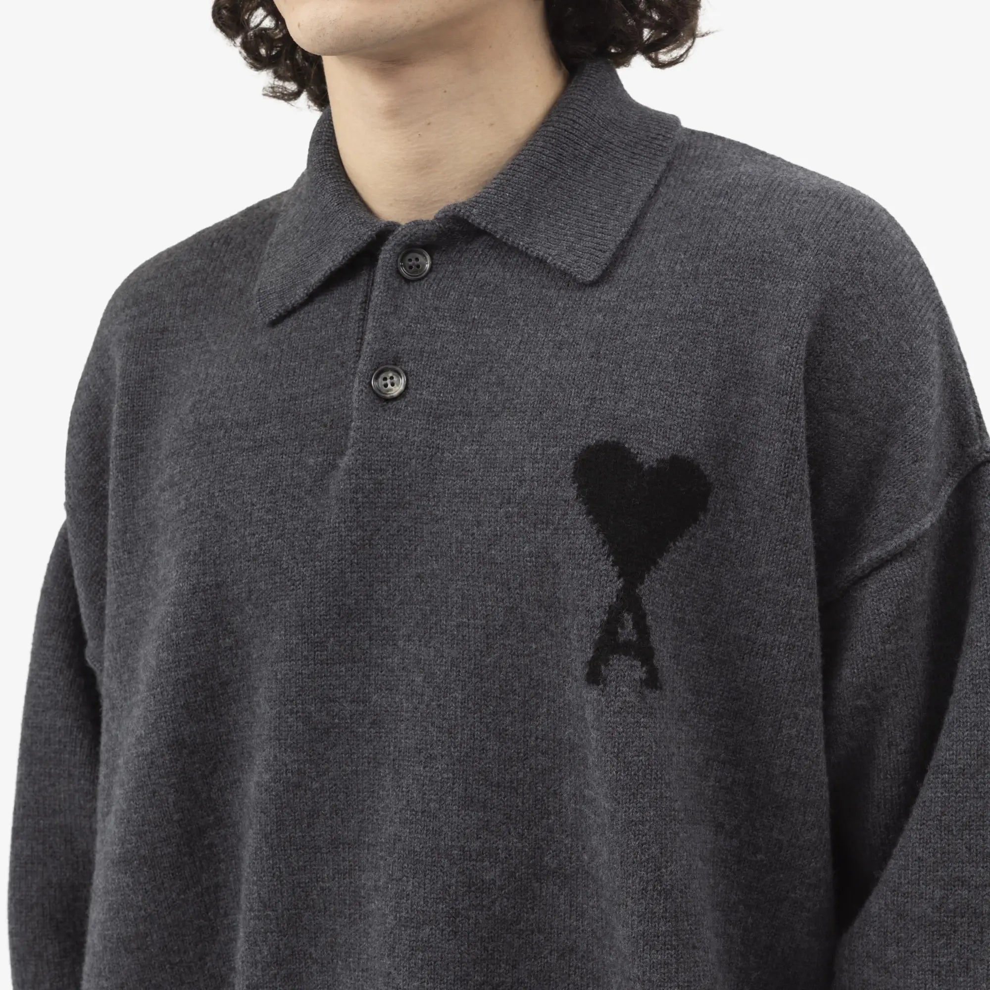 AMI ADC Polo Heather Grey - 5