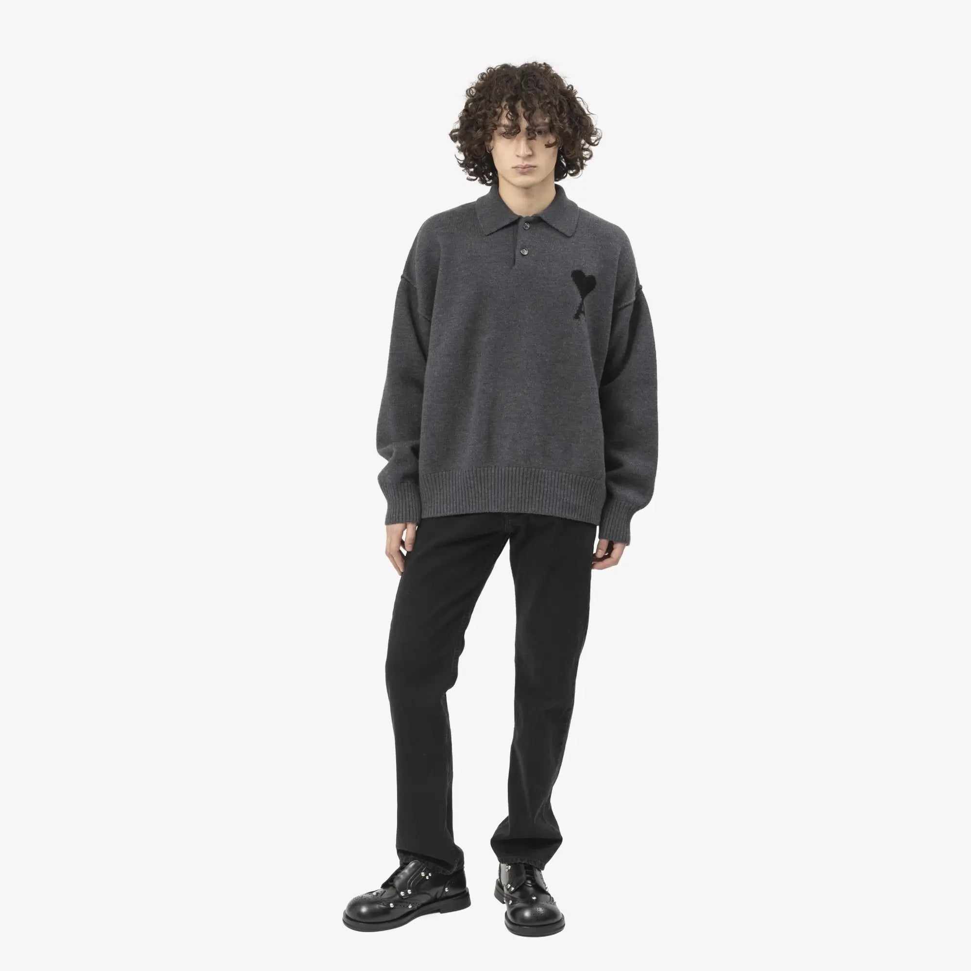 AMI ADC Polo Heather Grey - 2