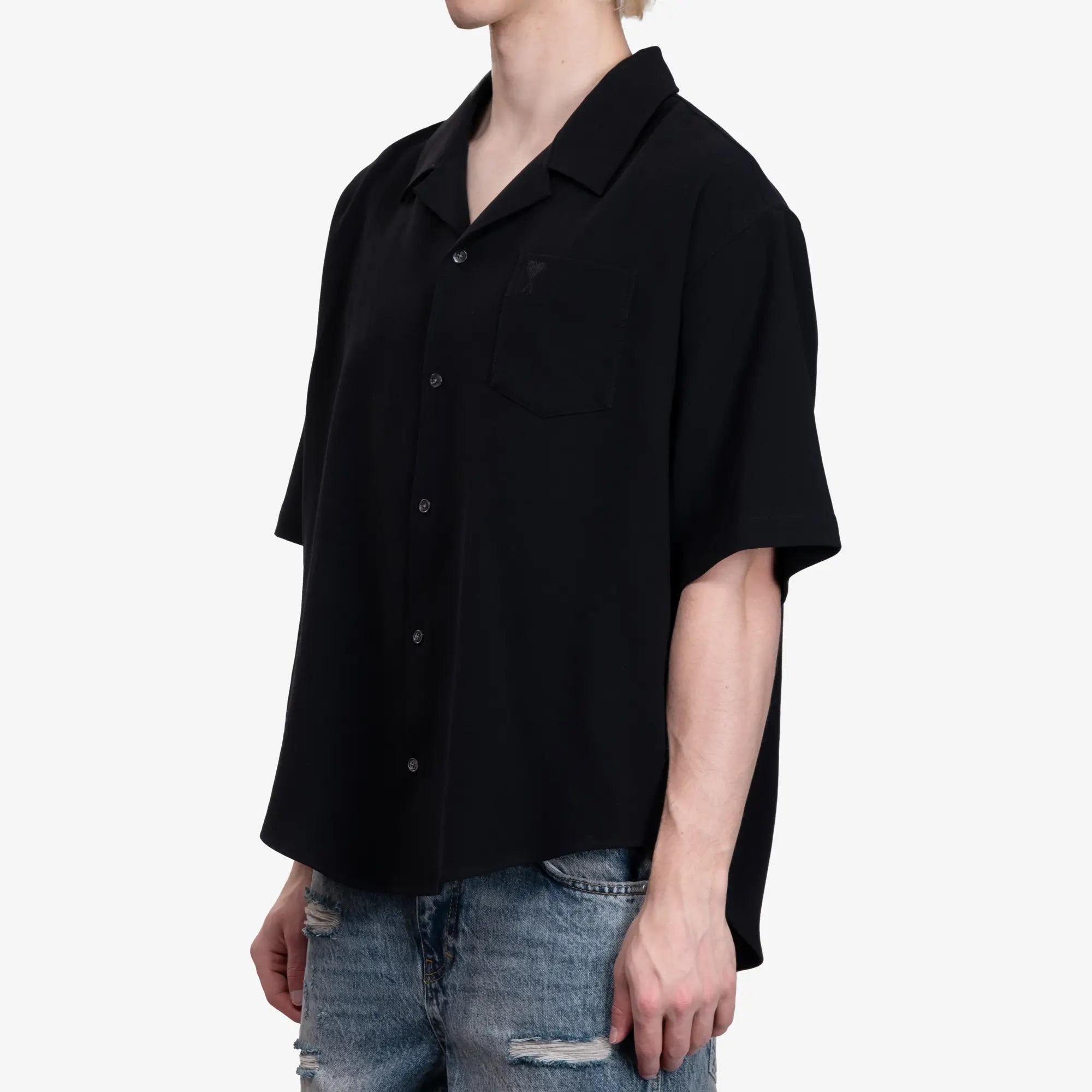 AMI Camp Collar SS Shirt Black - 3