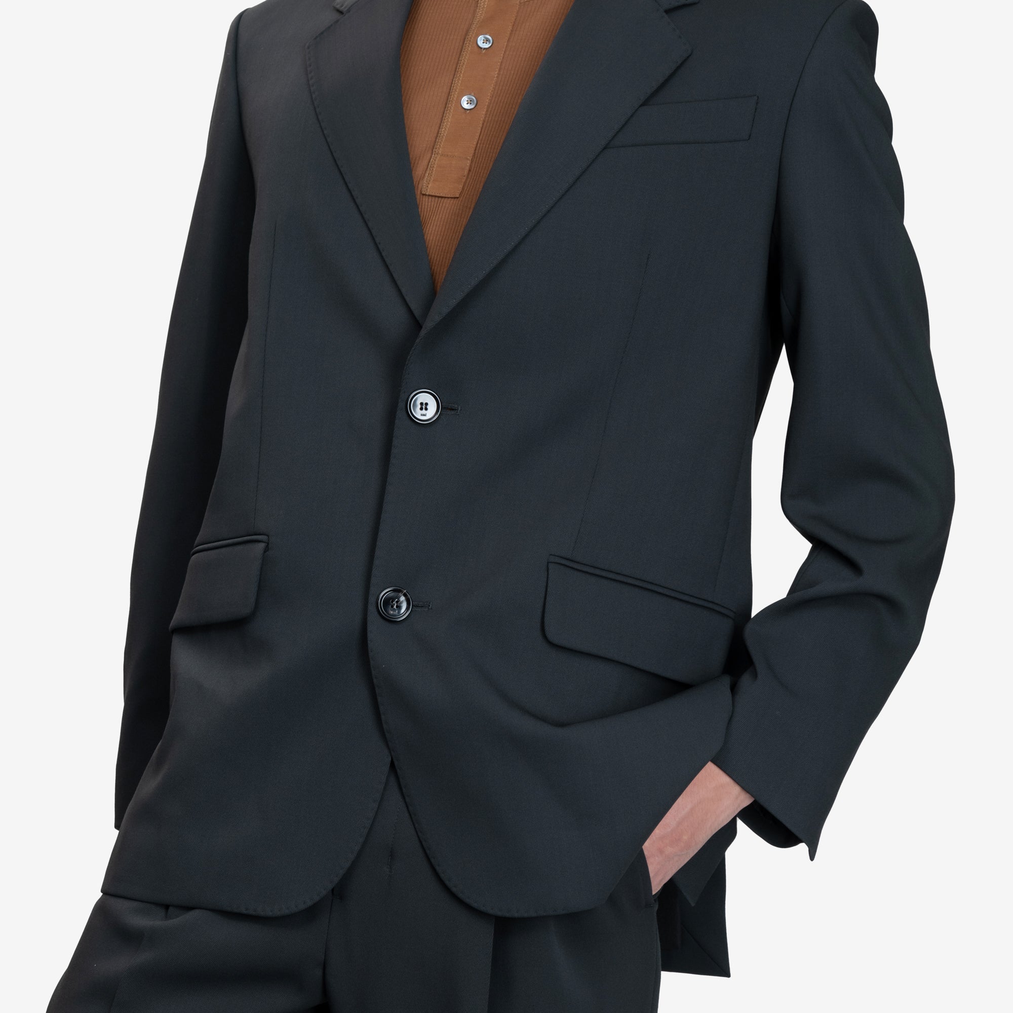 AMI Loose Single Breasted Wool Jacket Anthracite - 5