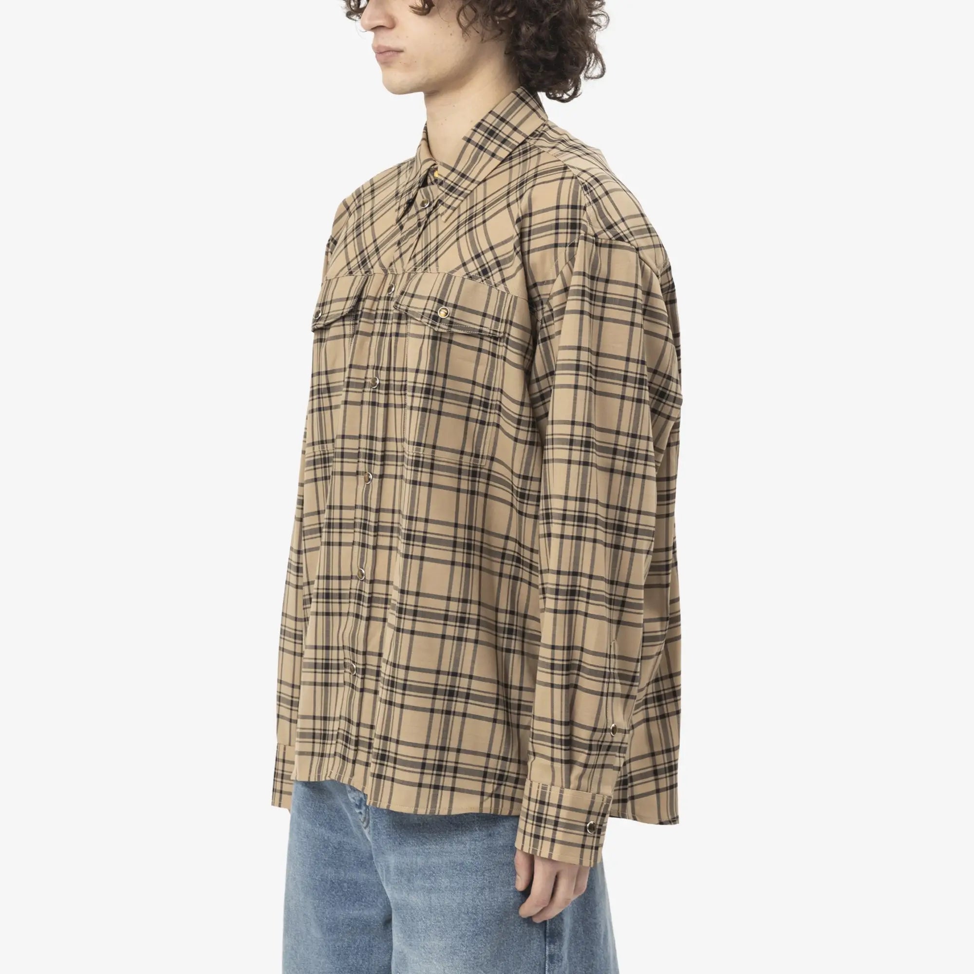 AMI Lumberjack Shirt Camel/Black - 3