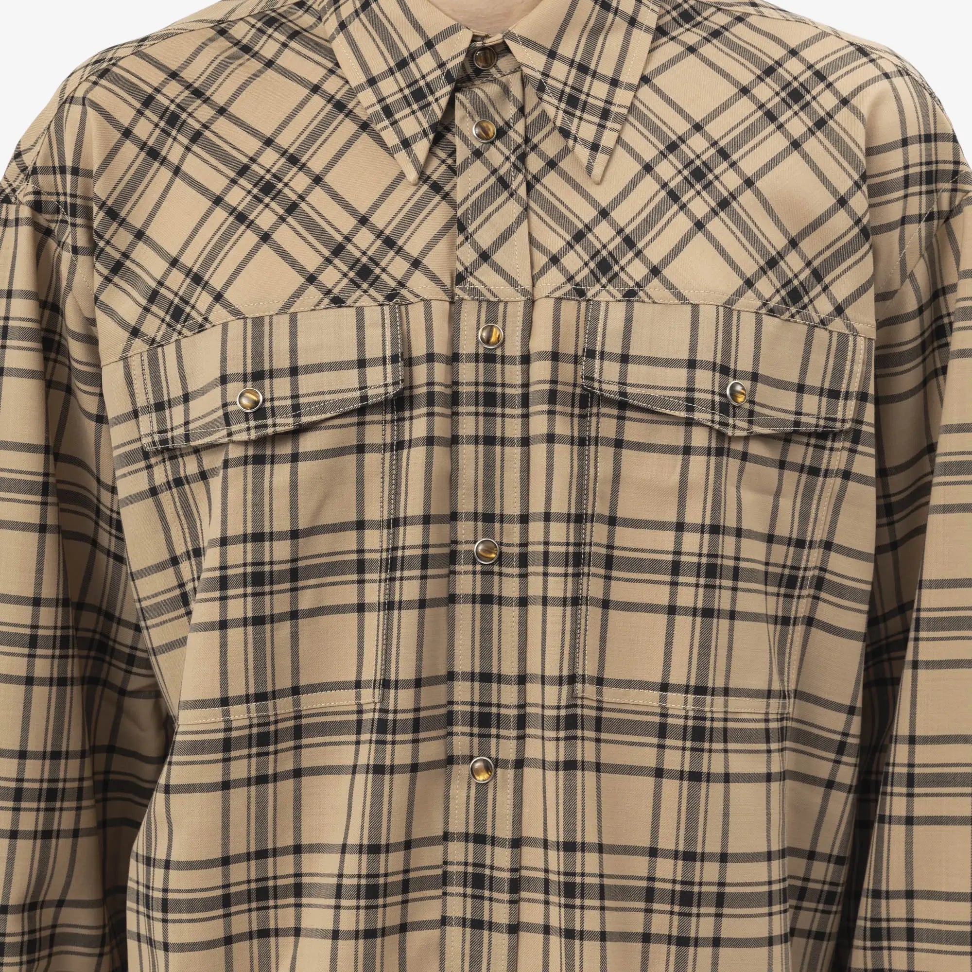 AMI Lumberjack Shirt Camel/Black - 5