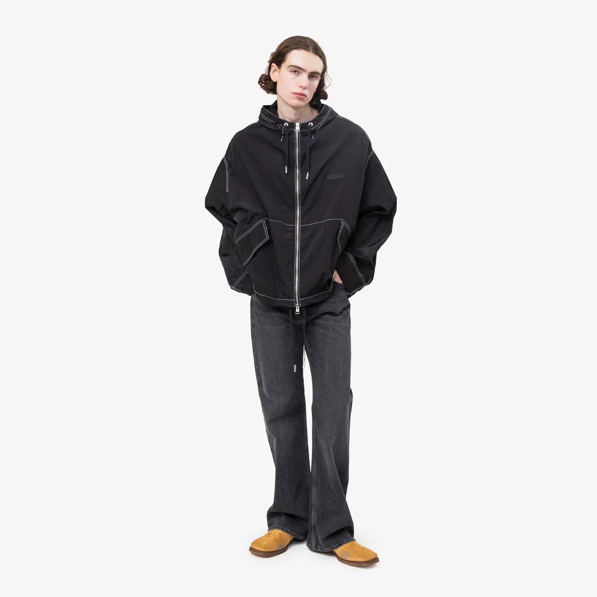 AMI Paris Alexandre Mattiussi Patch Nylon Jacket Black - 2