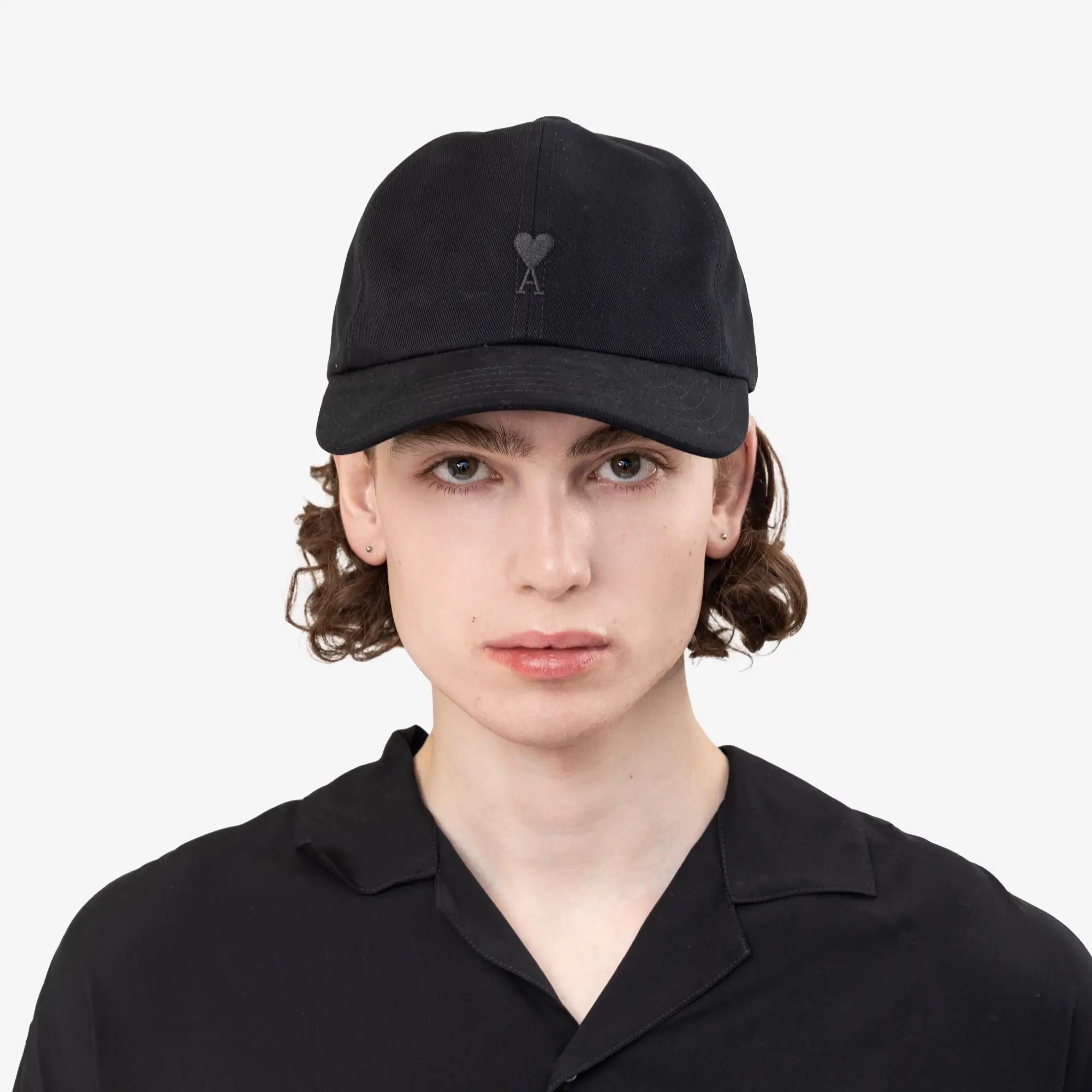 AMI Paris Ami de Coeur Embroidery Cap Black - 2