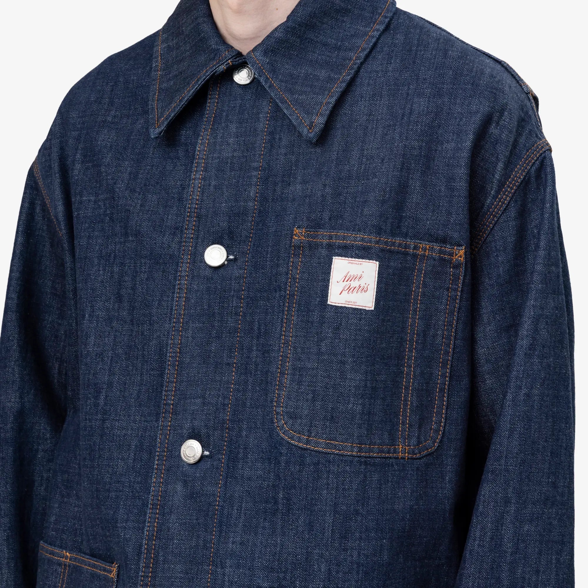 AMI Paris Heritage Worker Jacket Indigo - 4