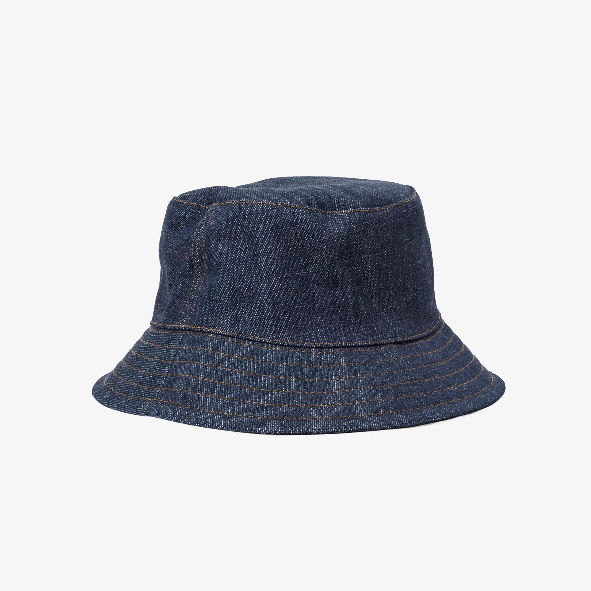 AMI Paris Top Stitching Denim Bucket Hat Indigo - 4