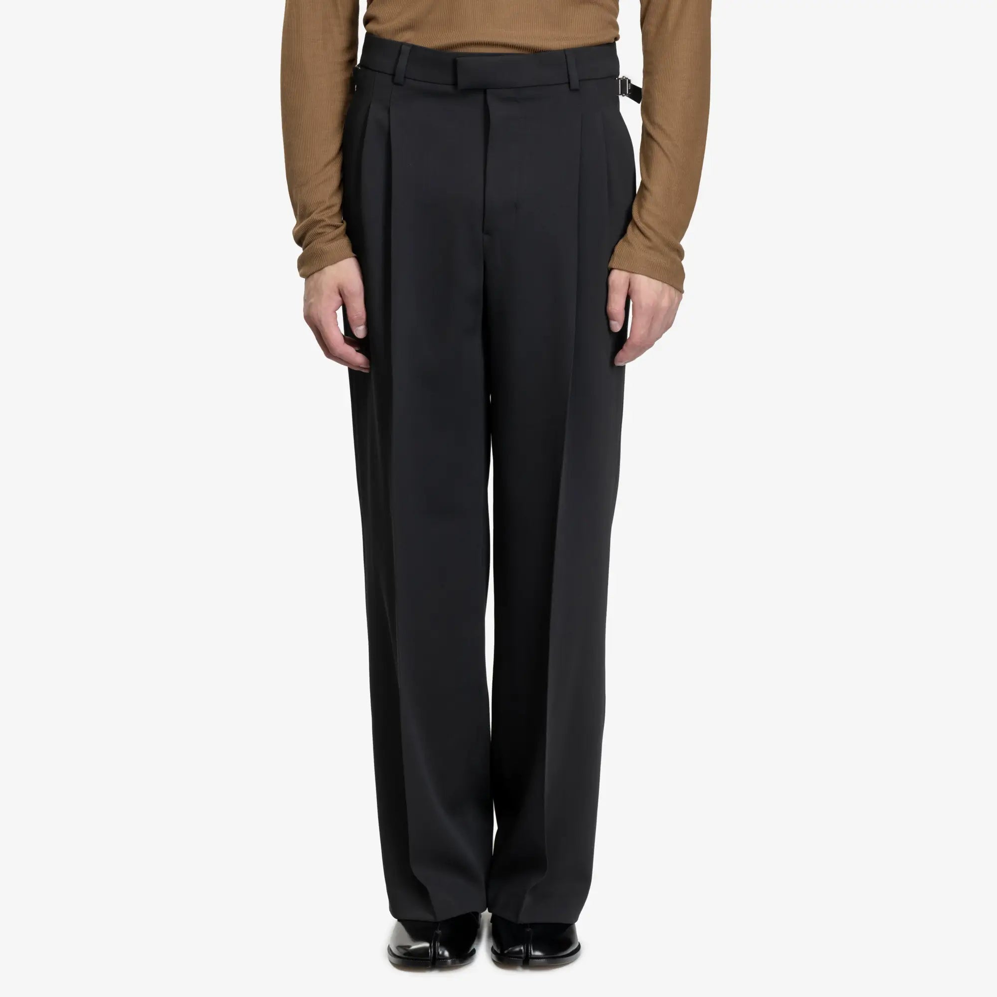 Photo of AMI Wide Tabs Wool Trousers - 1