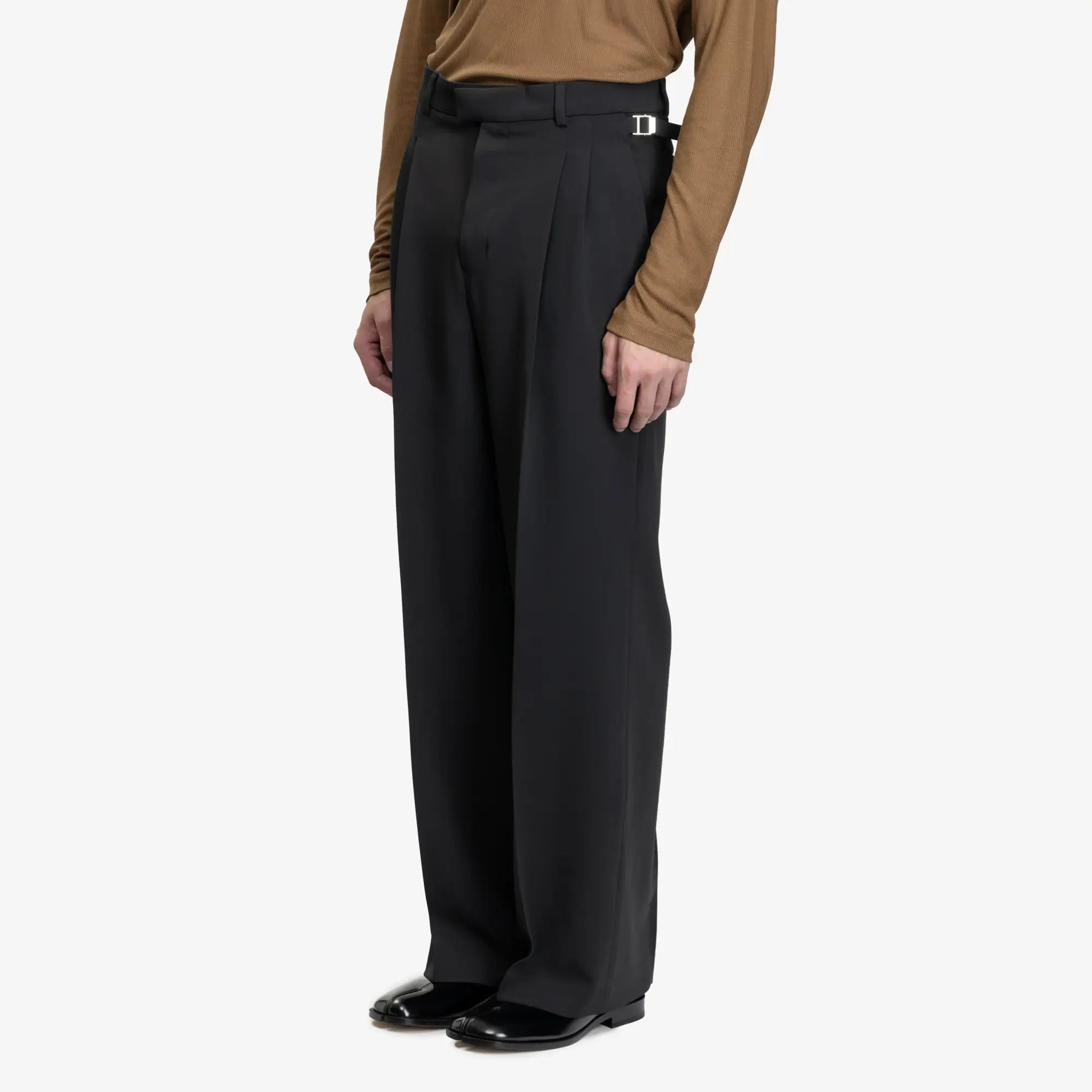 Photo of AMI Wide Tabs Wool Trousers - 3