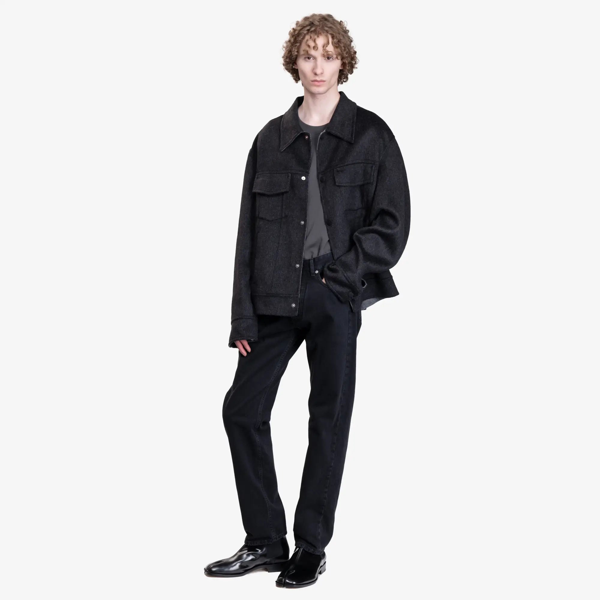 AMI Wool Trucker Jacket Anthracite - 2