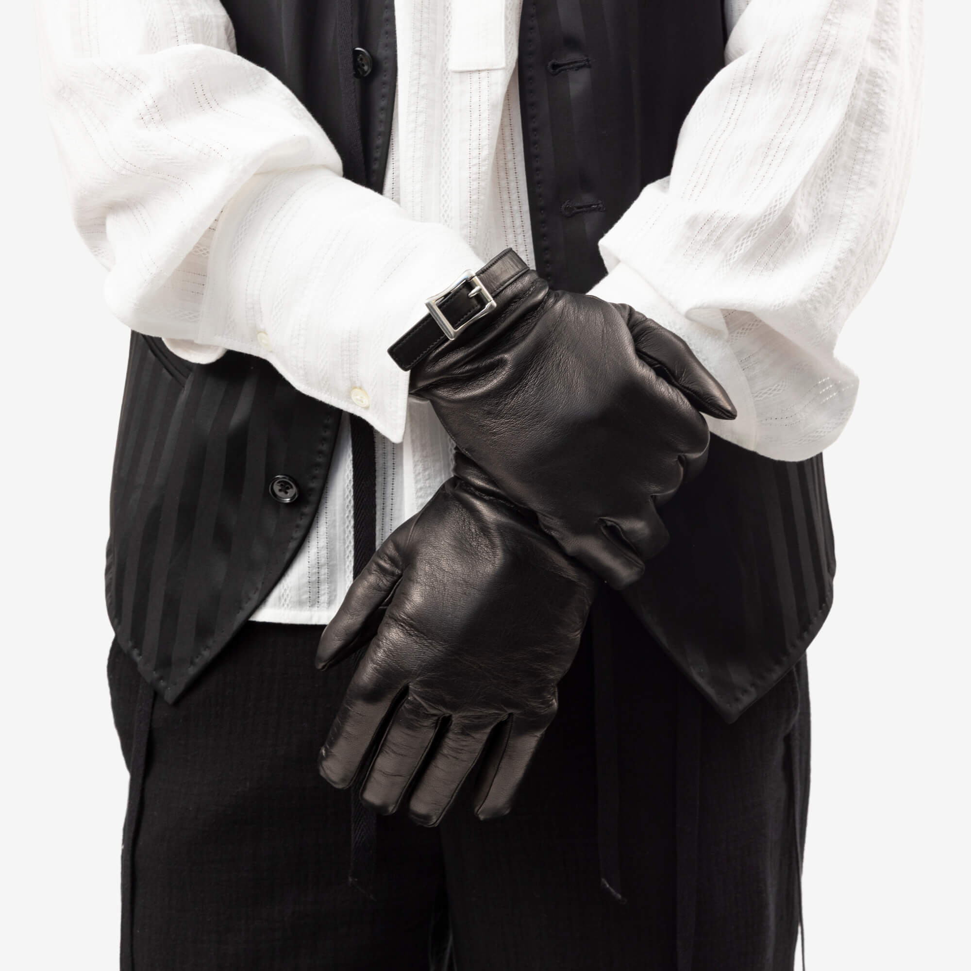 Ann Demeulemeester Arly Gloves with Buckle Black-2