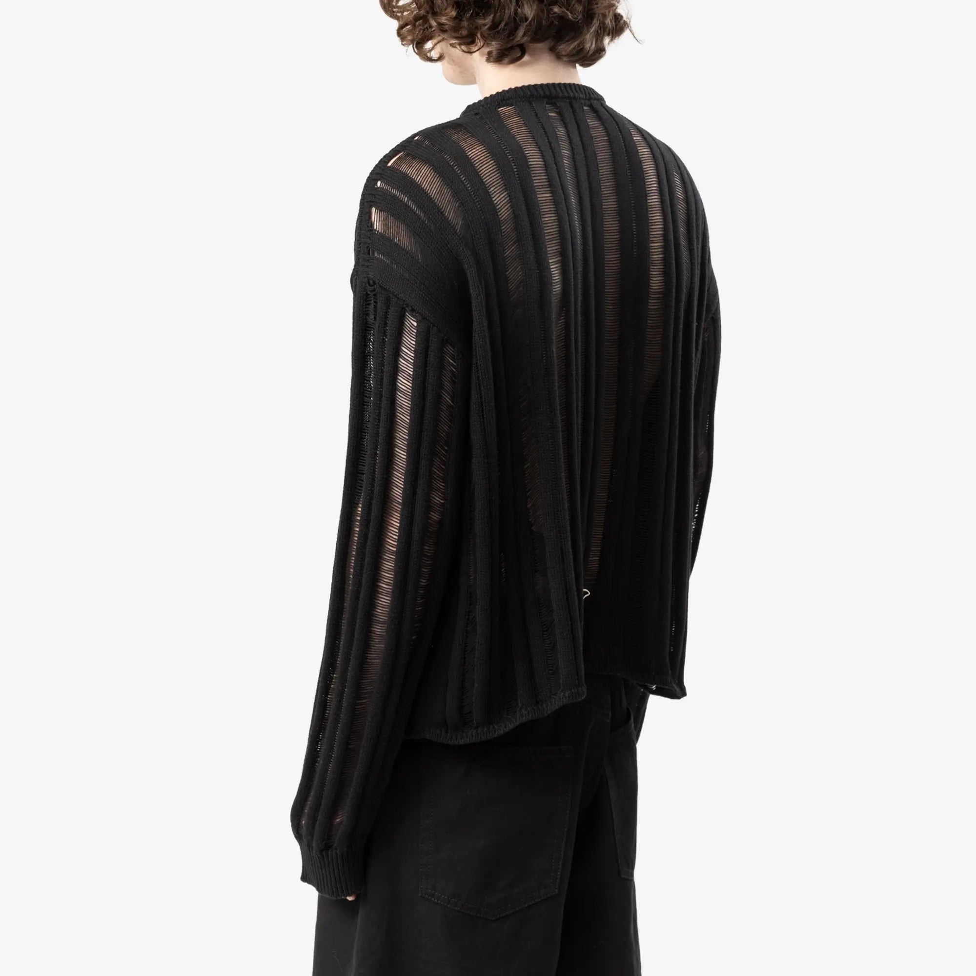 Ann Demeulemeester Danial Ladder Stitch Oversize Sweater Black - 4