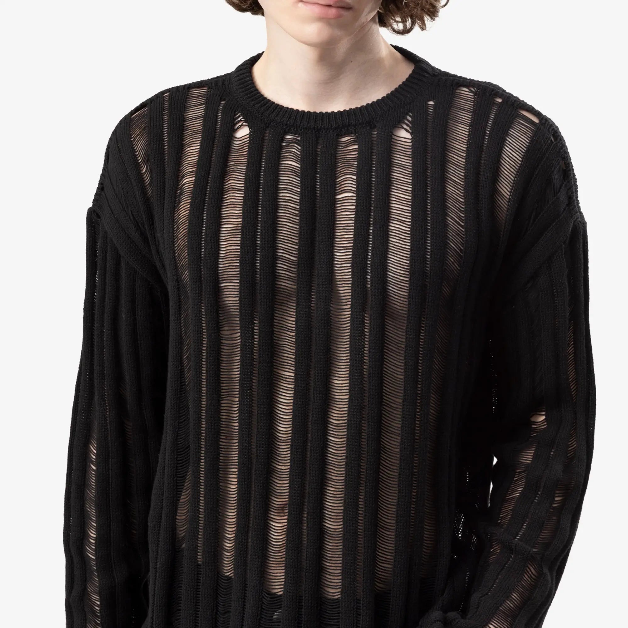 Ann Demeulemeester Danial Ladder Stitch Oversize Sweater Black - 5