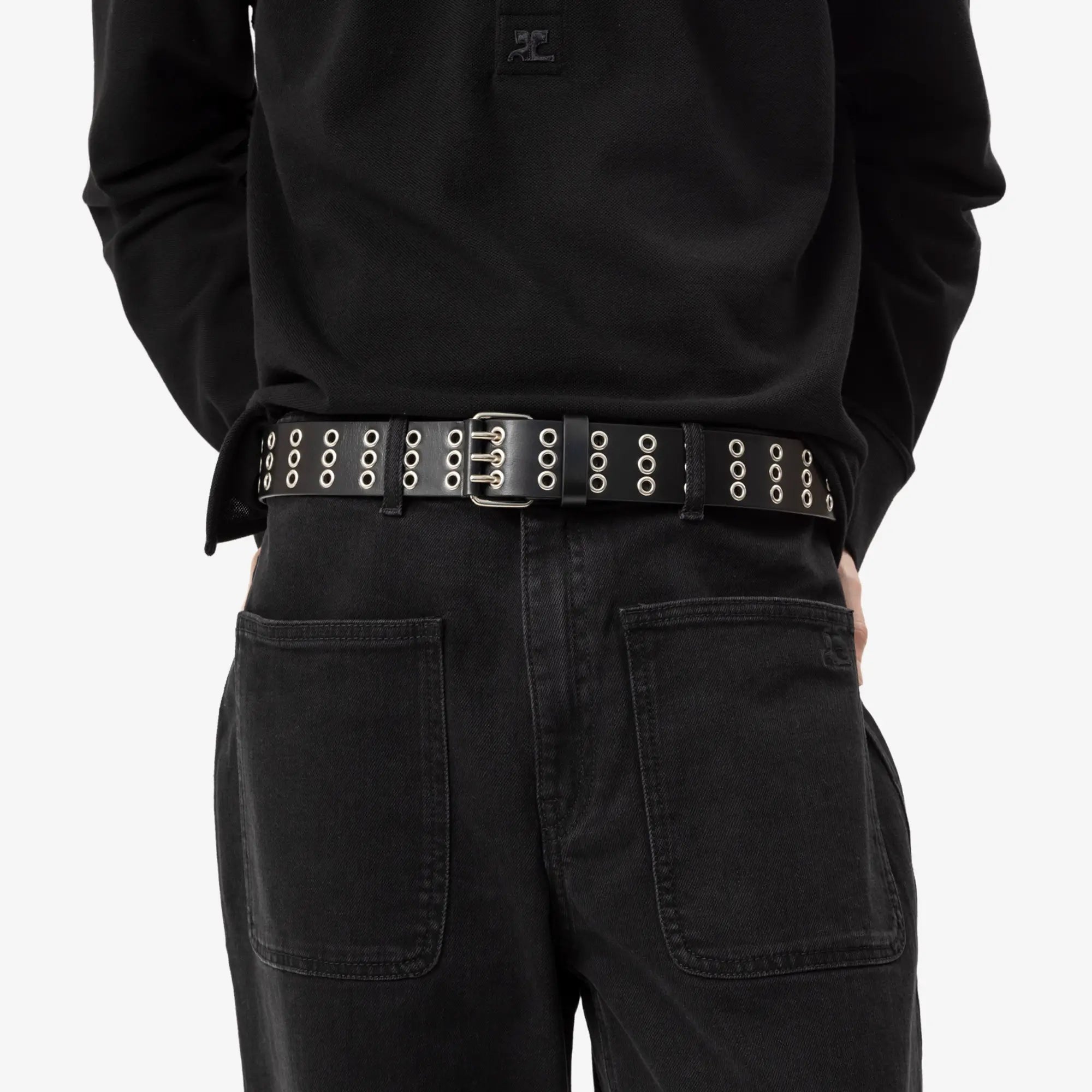 Ann Demeulemeester Ezra 4cm Metal Eyelet Belt Black - 2